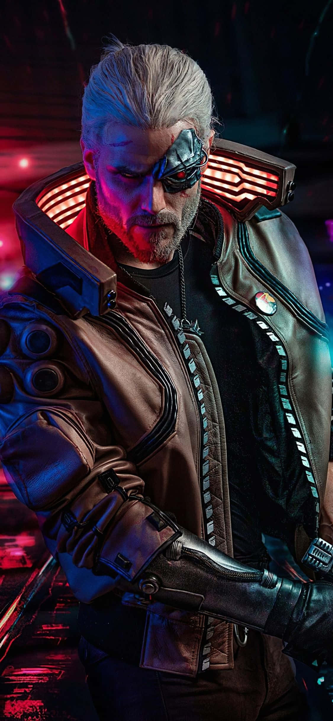 iPhone XS Max Cyberpunk 2077 Geralt Cosplay Arka Planı Duvar Kağıdı