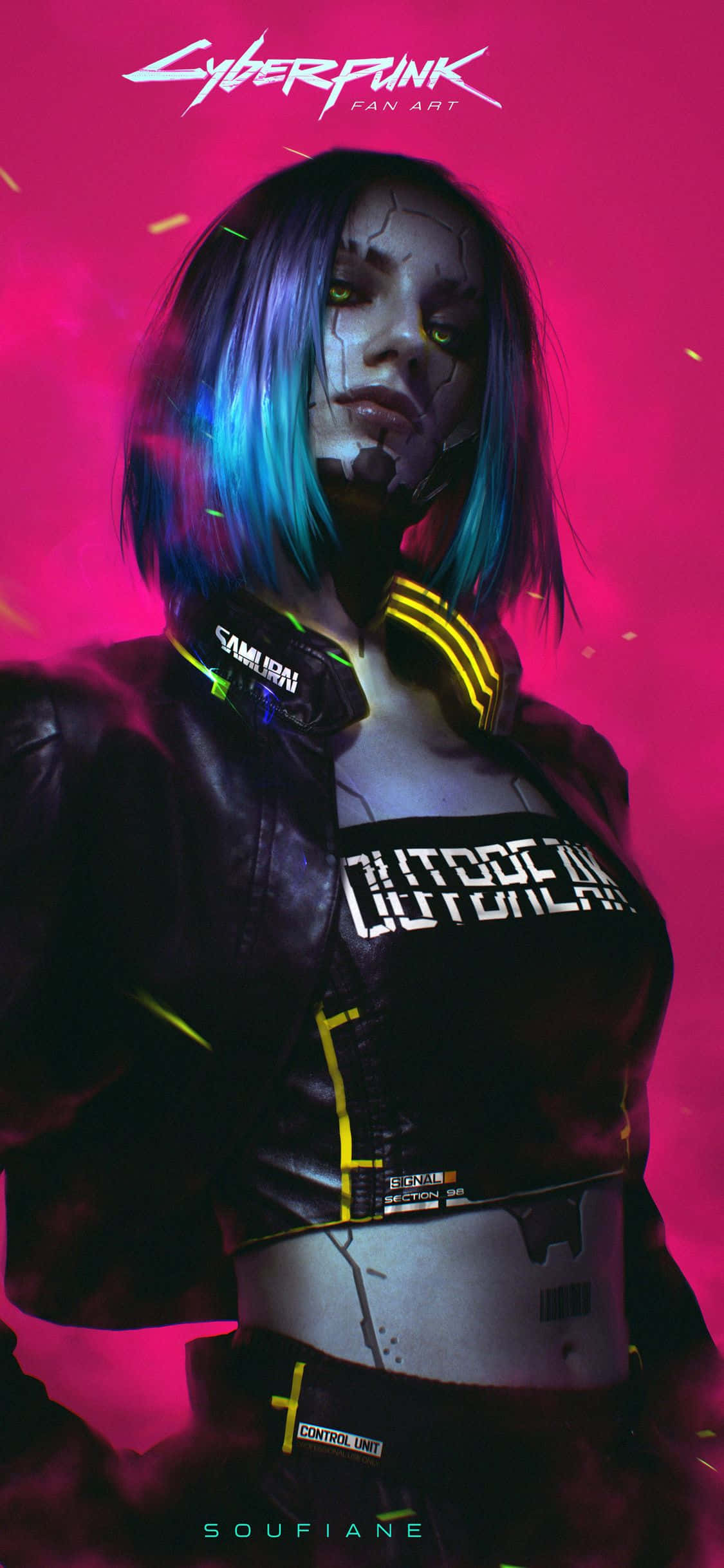 iPhone XS Max Cyberpunk 2077 Cyborg Pembe Arka Plan Duvar Kağıdı