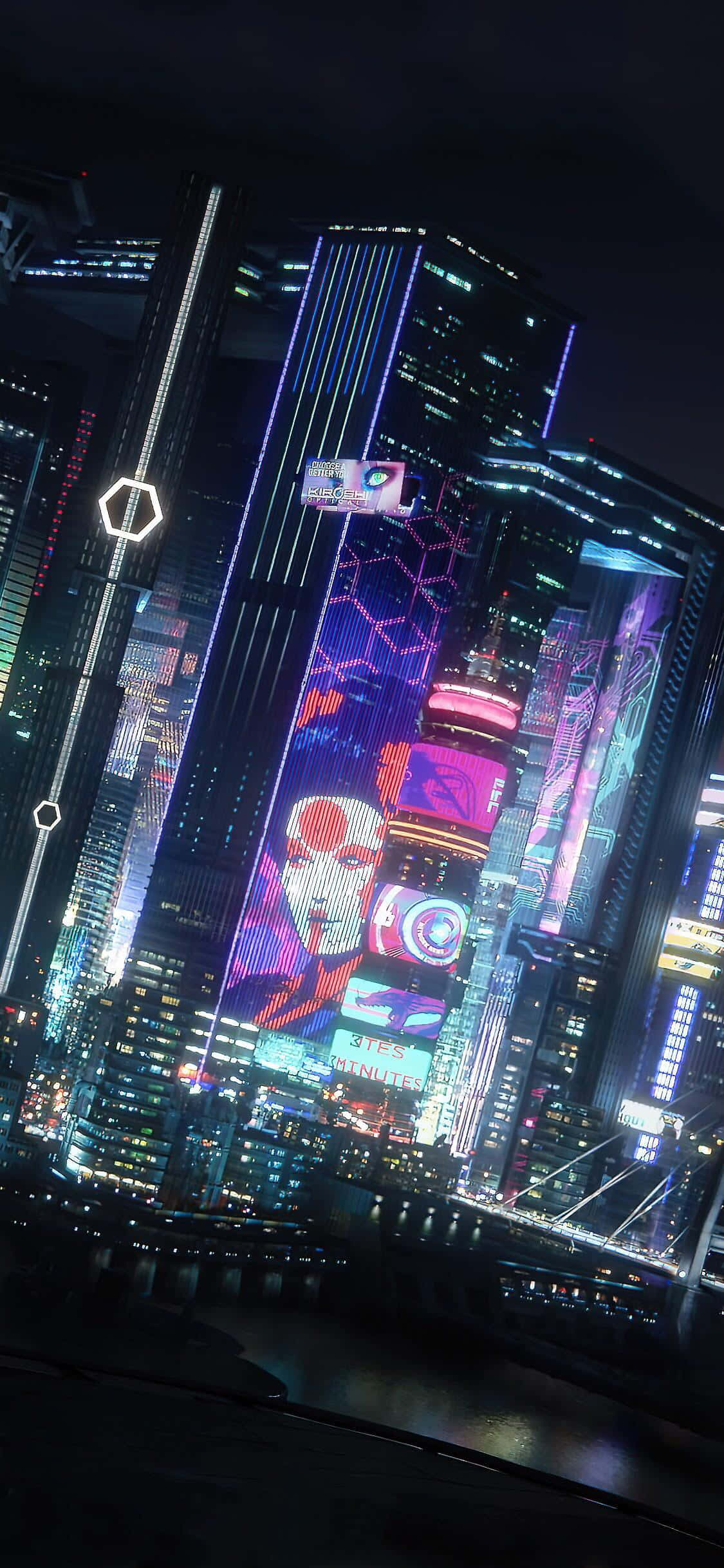 iPhone XS Max Cyberpunk 2077 Gece Şehri Arka Planı Duvar Kağıdı