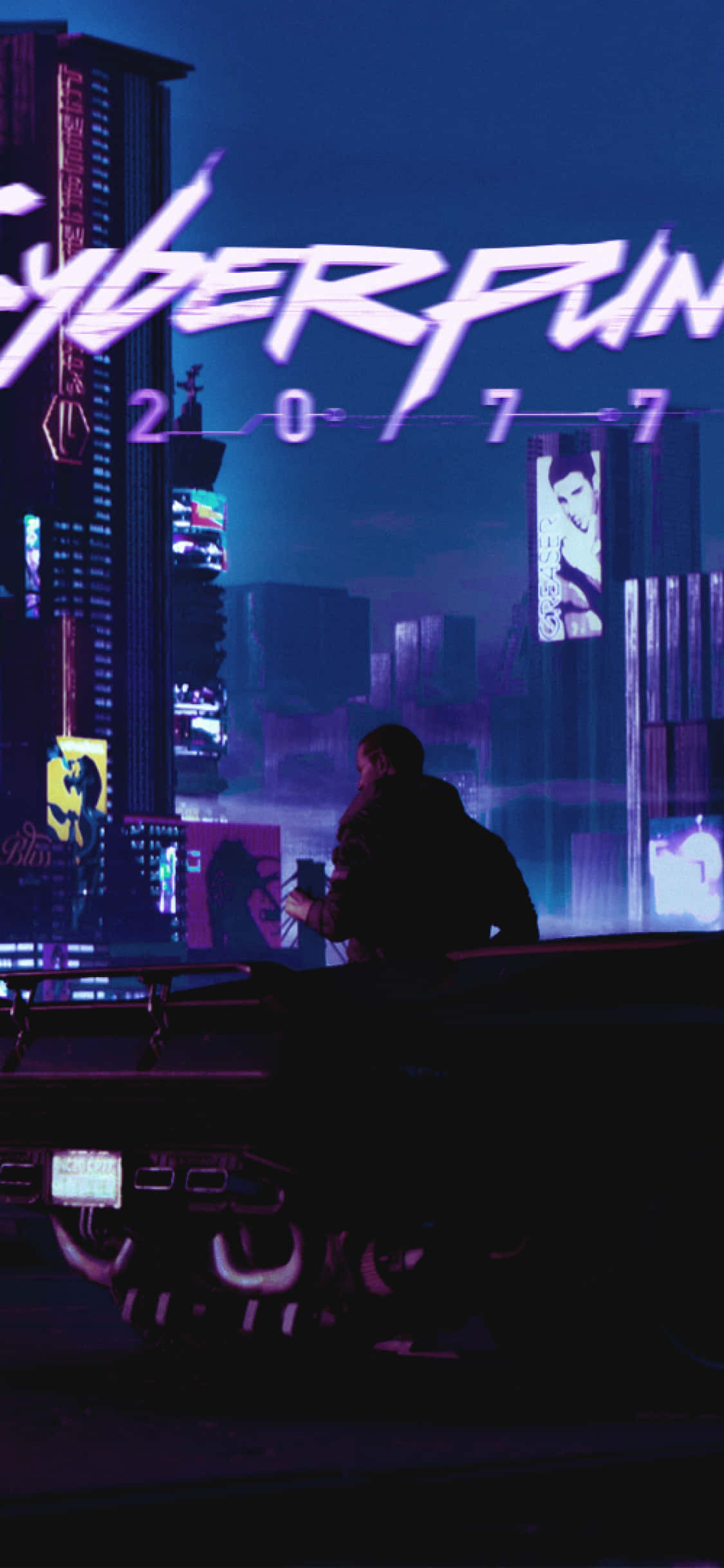 iPhone XS Max Cyberpunk 2077 Karanlık Şehir Arka Planı Duvar Kağıdı
