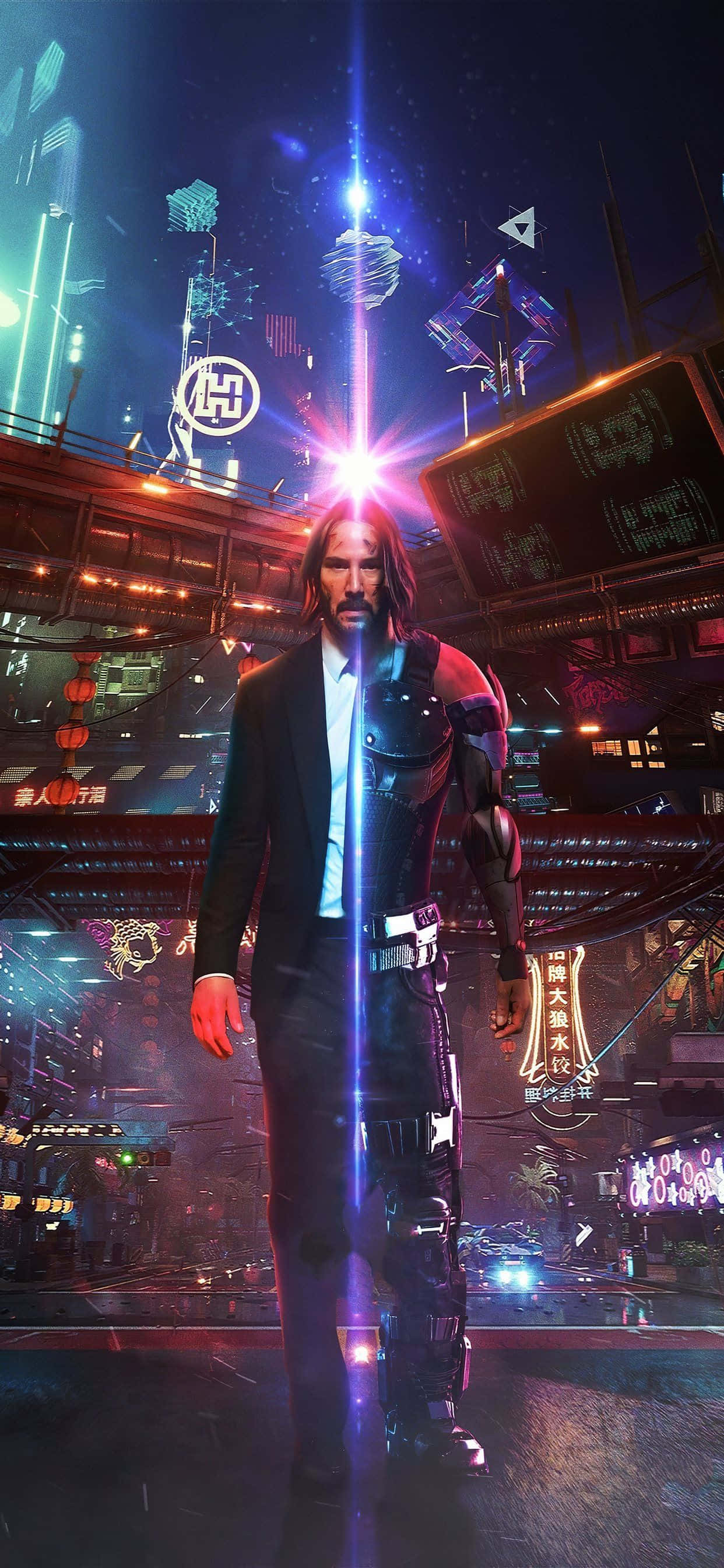 iPhone XS Max Cyberpunk 2077 Keanu Reeves Arka Planı Duvar Kağıdı