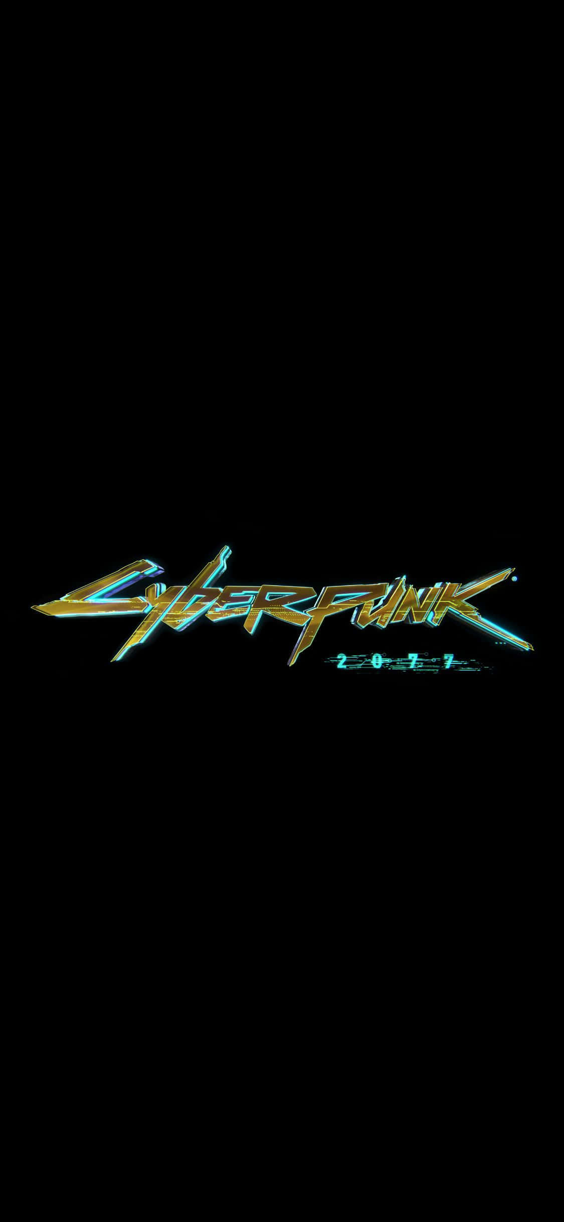 iPhone XS Max Cyberpunk 2077 Logosu Siyah Arka Plan Duvar Kağıdı