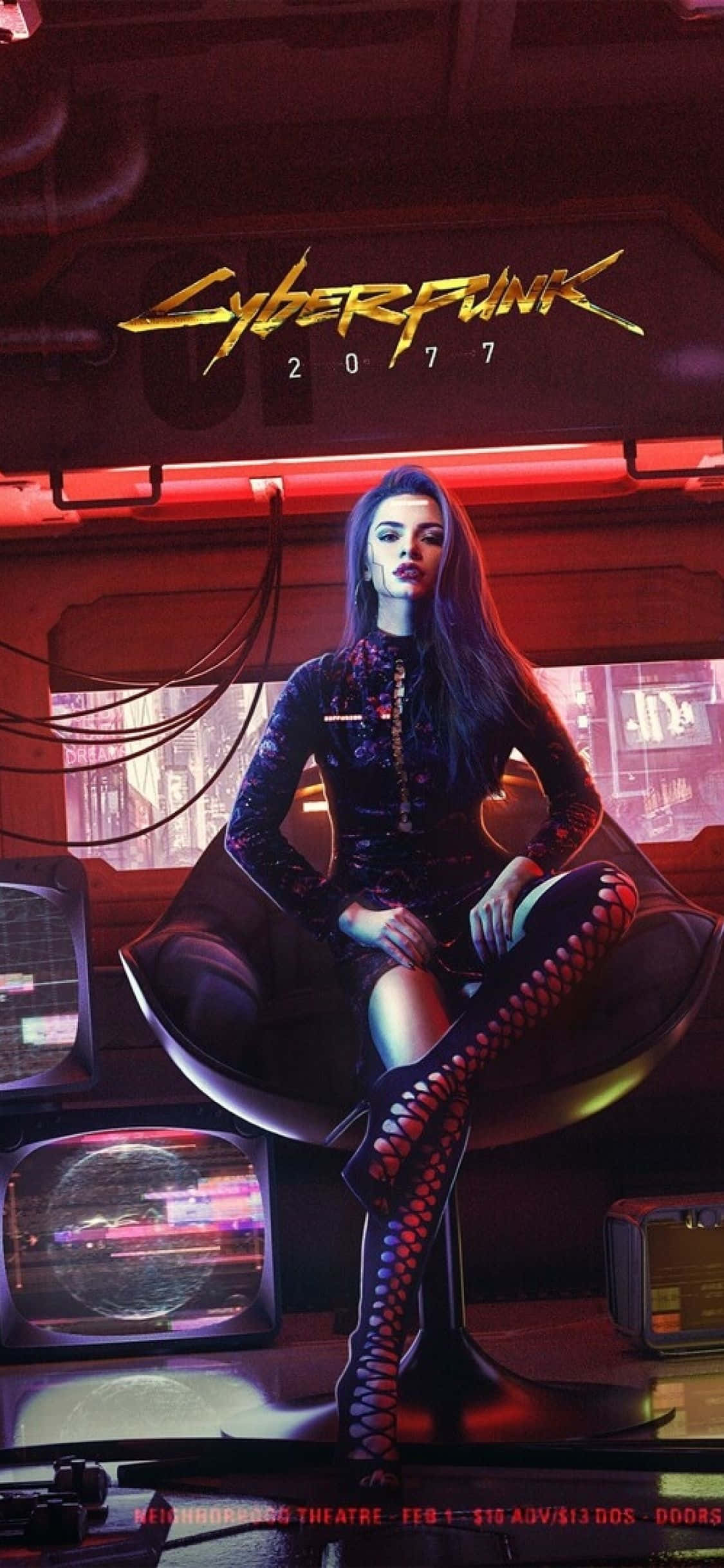 iPhone XS Max Cyberpunk 2077 Siborg Kadın Arka Planı Duvar Kağıdı
