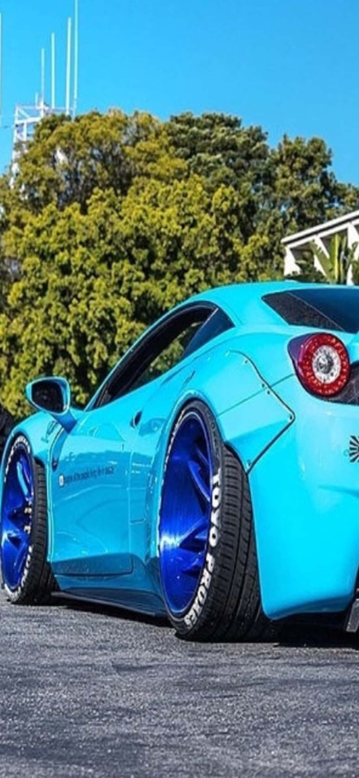 iPhone Xs Max Ferrari Arka Planı Açık Mavi Ferrari 458 Duvar Kağıdı