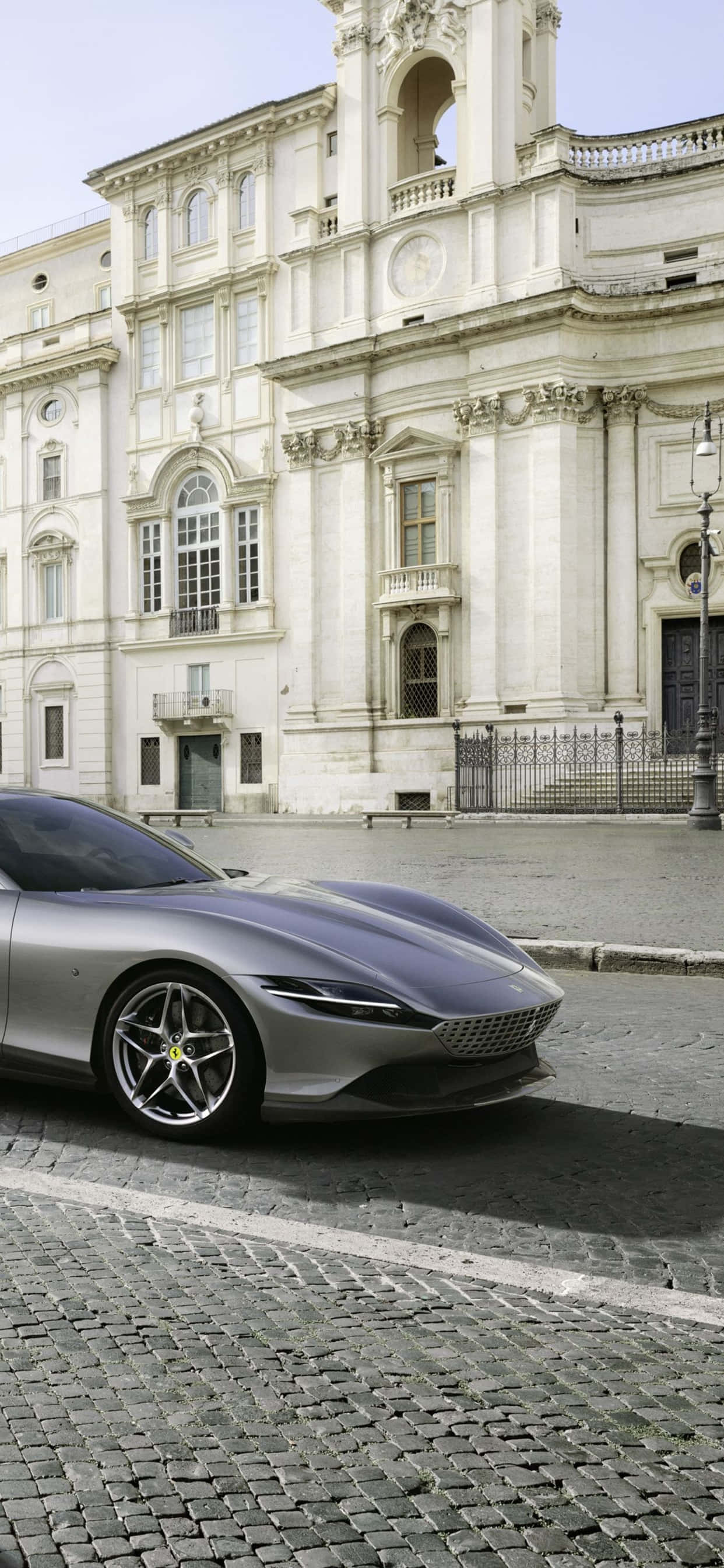 iPhone Xs Max Ferrari Arka Planı Gri Ferrari Roma Duvar Kağıdı