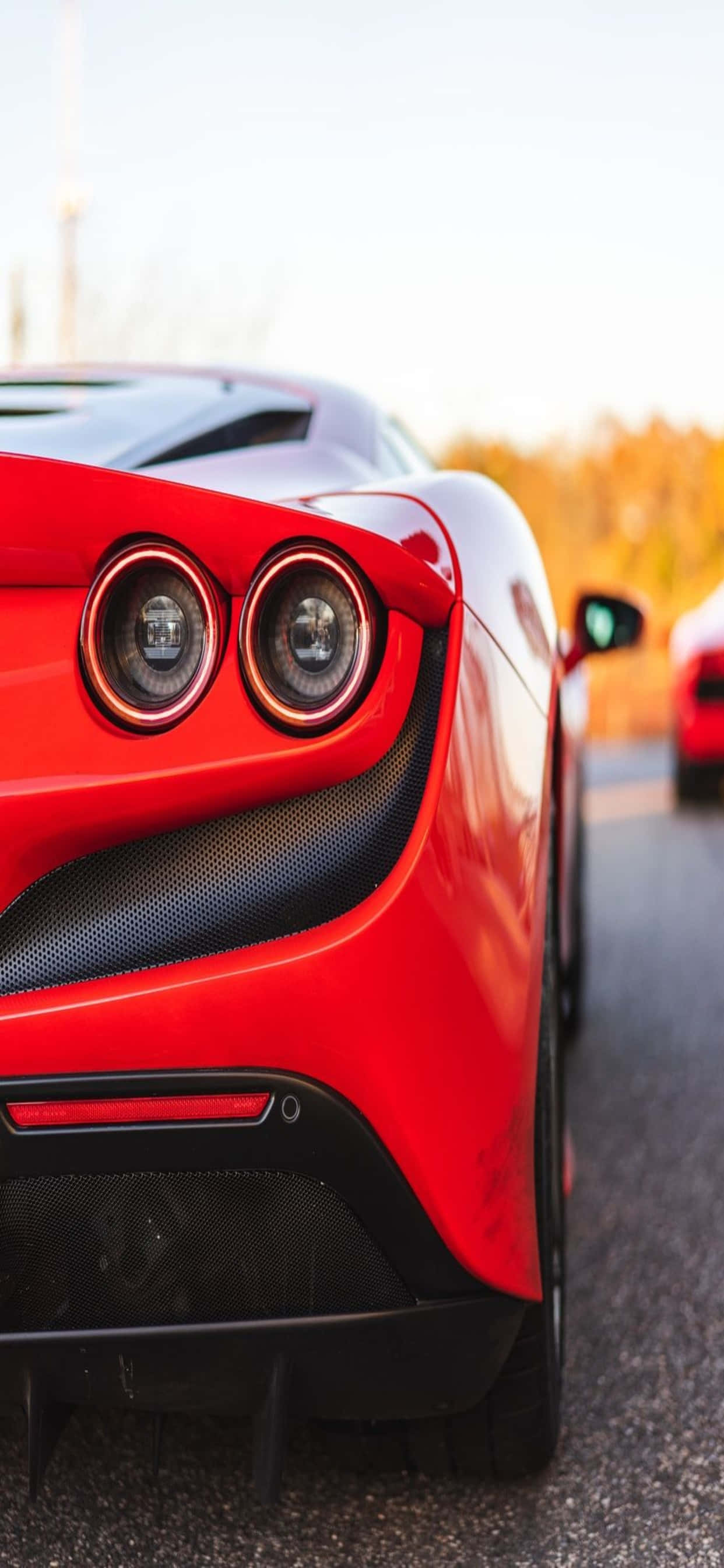 iPhone Xs Max Ferrari Duvar Kağıdı Kırmızı Bir Ferrari F8 Tributo'nun Arkası Duvar Kağıdı