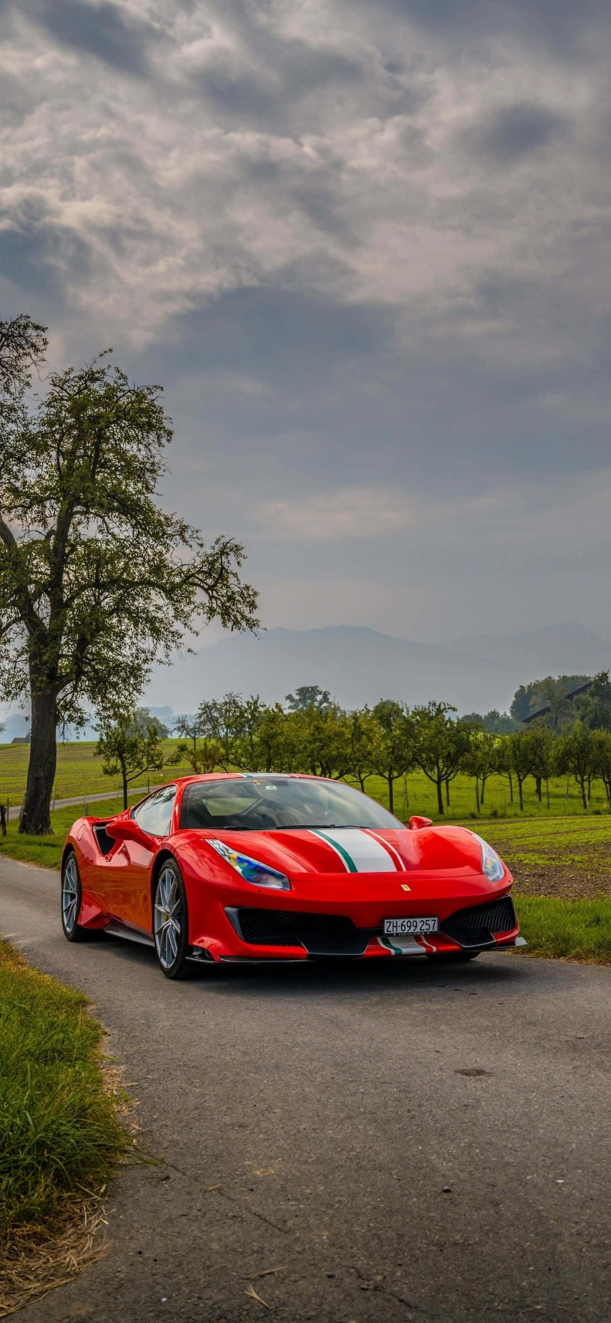 iPhone Xs Max Ferrari Duvar Kağıdı Kırmızı Ferrari 488 Pista Duvar Kağıdı