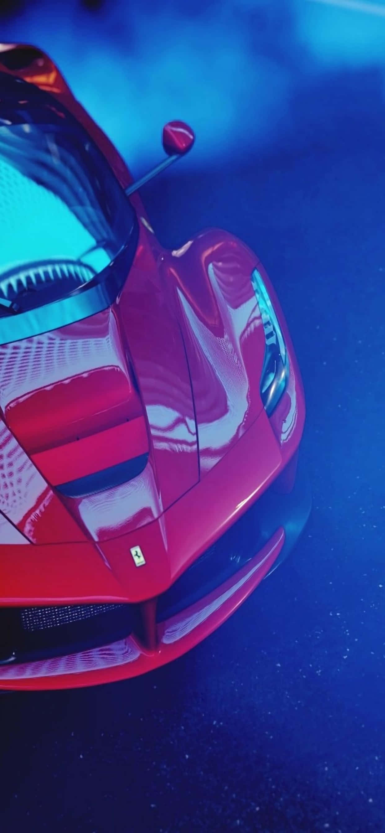 iPhone Xs Max Ferrari Duvar Kağıdı Mavi Dumanla Kaplı Parlak Kırmızı Ferrari Duvar Kağıdı