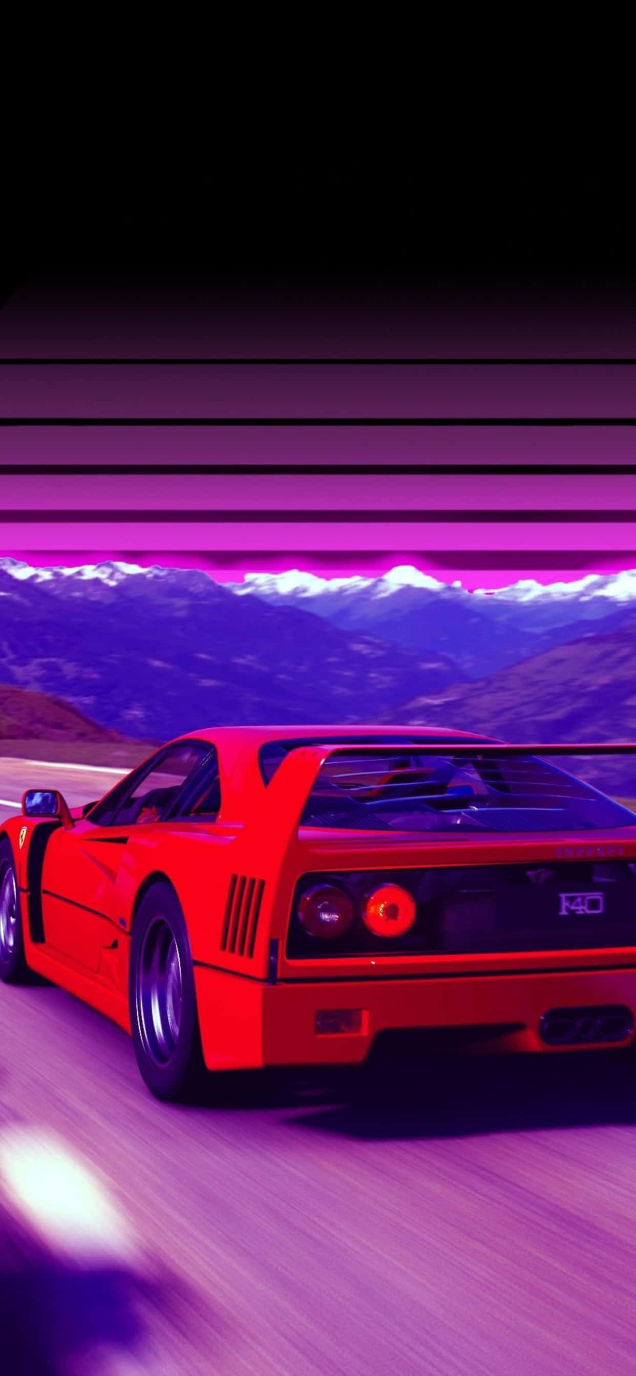 iPhone Xs Max Ferrari Duvar Kağıdı Mor Zeminli Kırmızı Ferrari F40 Duvar Kağıdı