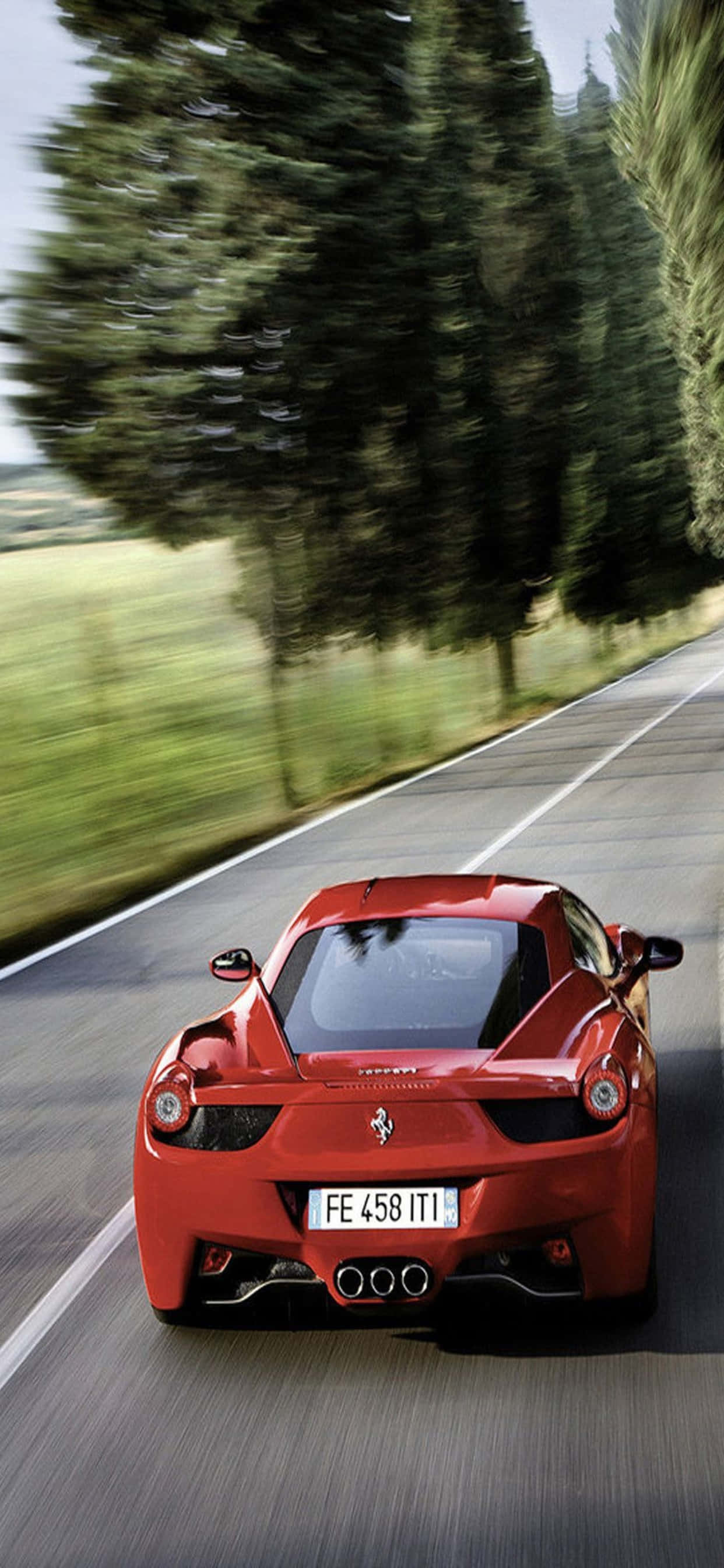 iPhone Xs Max Ferrari Duvar Kağıdı Yolda Kırmızı 2015 Ferrari 458 Spider Duvar Kağıdı
