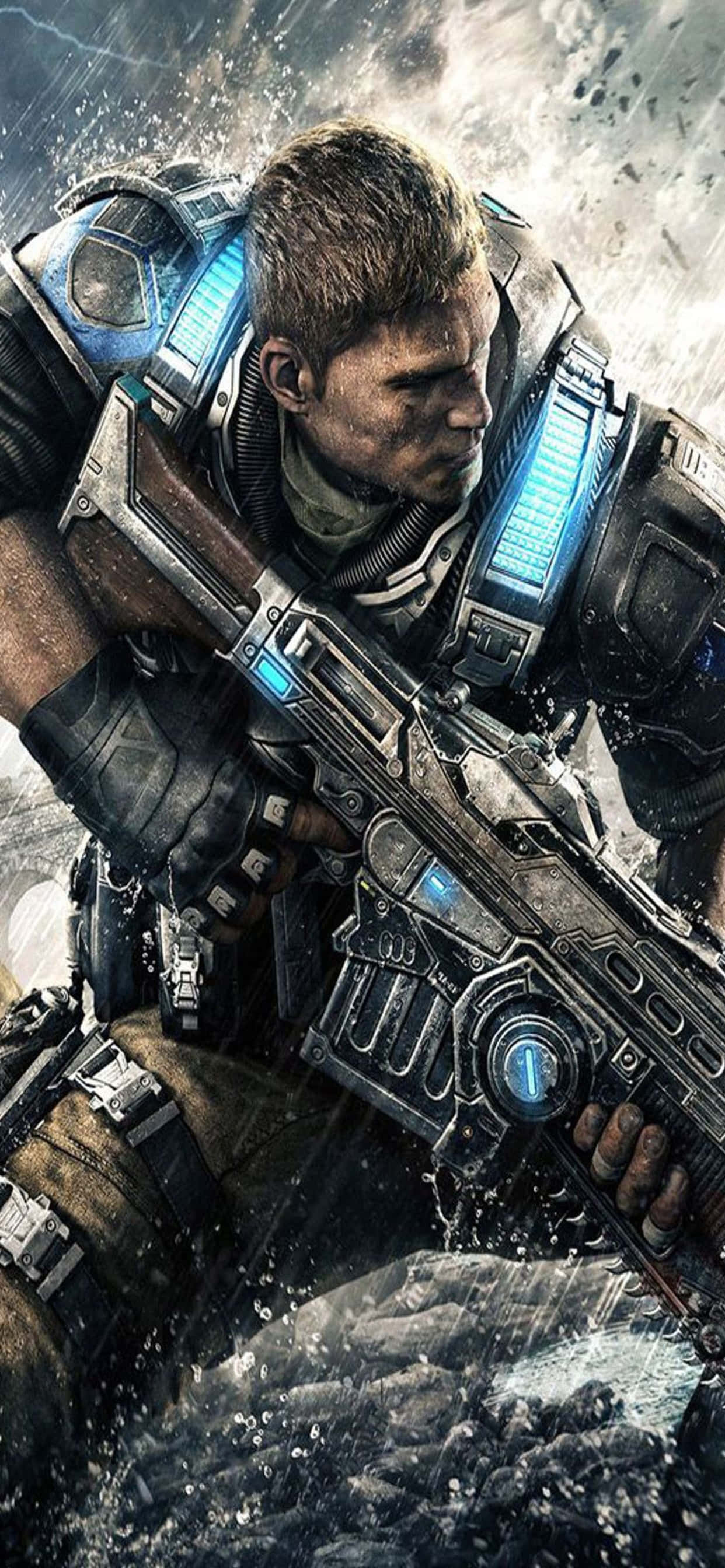 iPhone XS Max Gears Of War 5 JD Tüfek Arka Planı Duvar Kağıdı