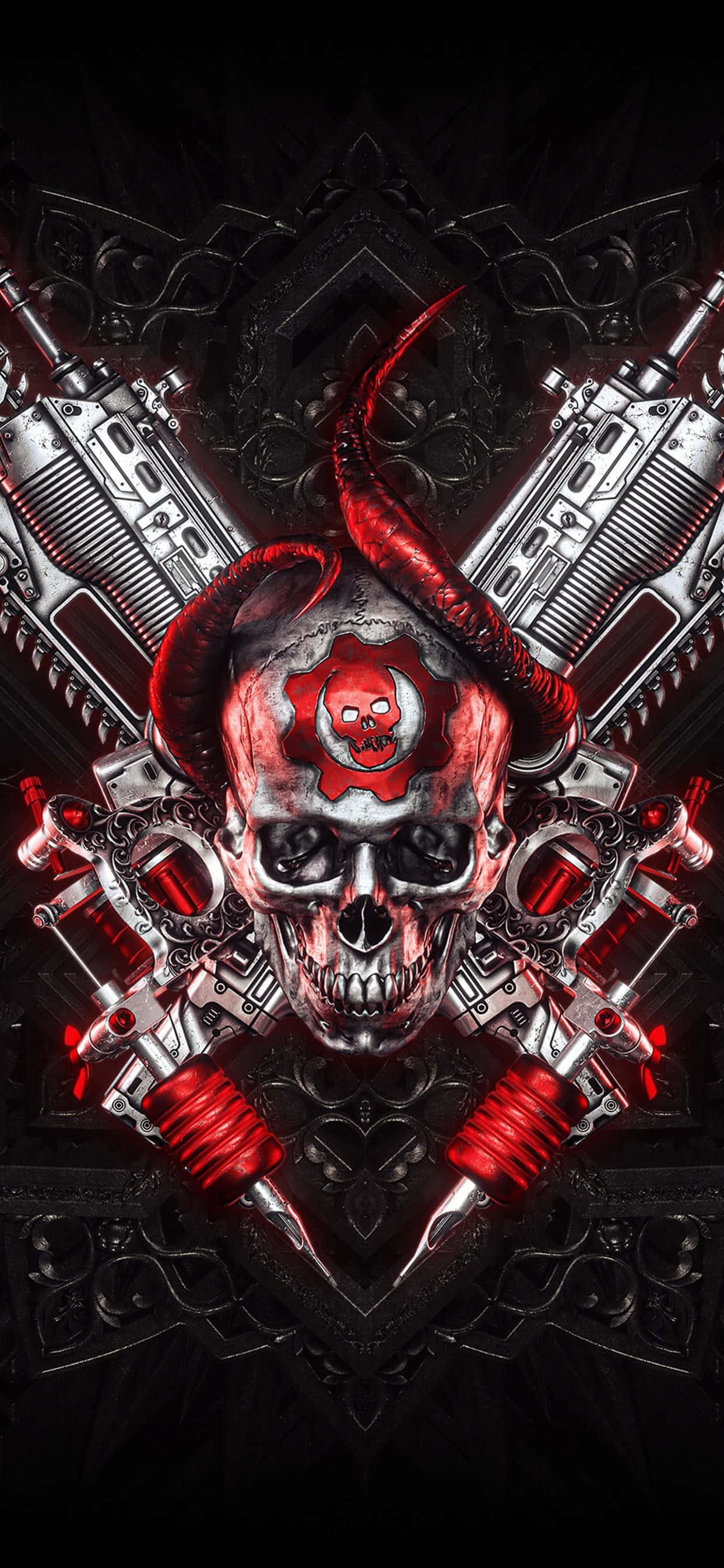 iPhone XS Max Gears Of War 5 Kırmızı Ve Gümüş Duvar Kağıdı