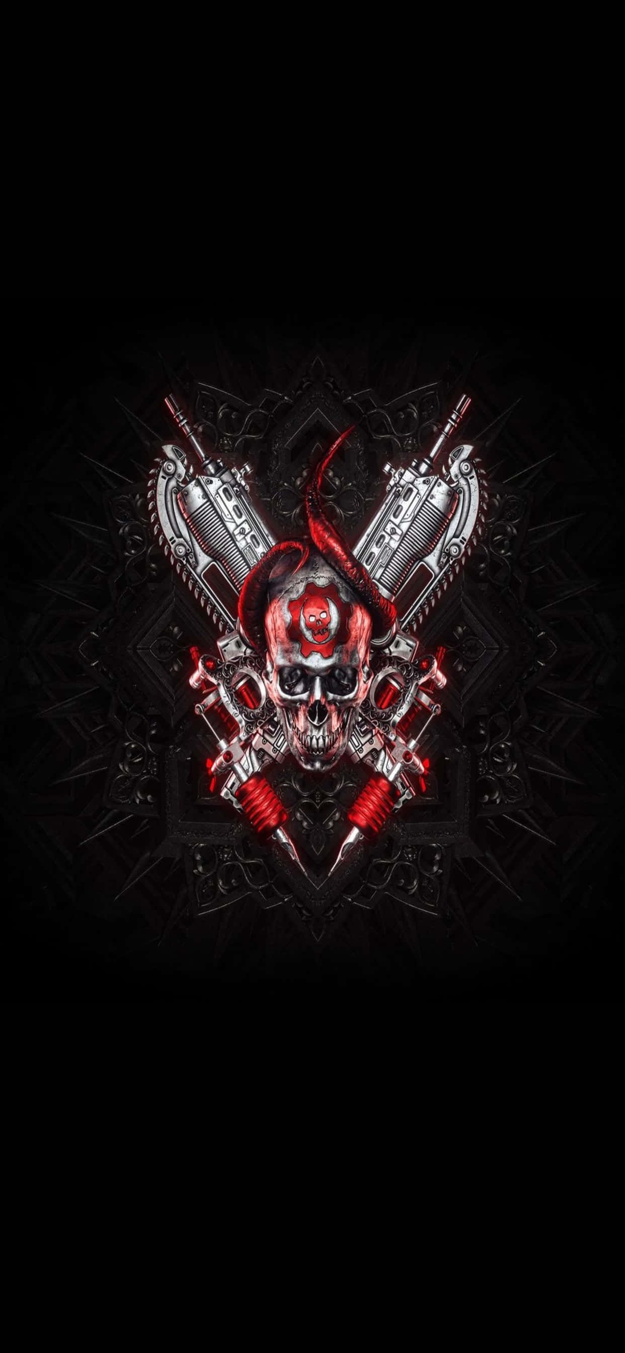 iPhone XS Max Gears Of War 5 Symmetrical Logo Background Duvar Kağıdı