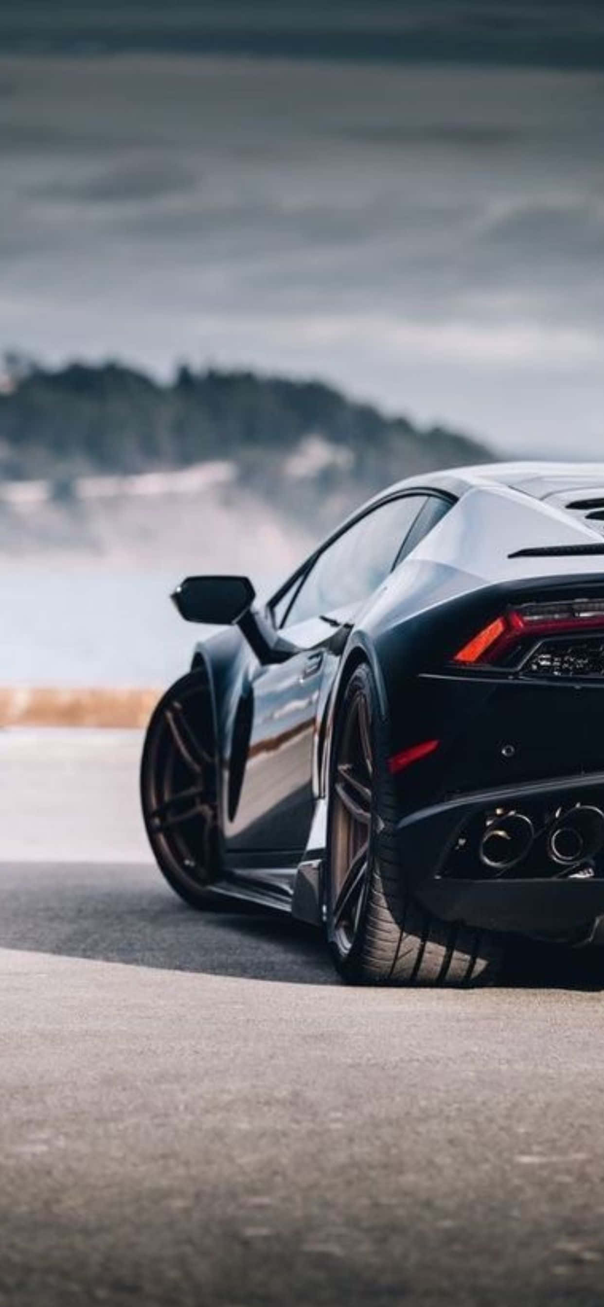 iPhone XS Max Lamborghini Huracan Siyah Arka Görünüm Arka Planı Duvar Kağıdı