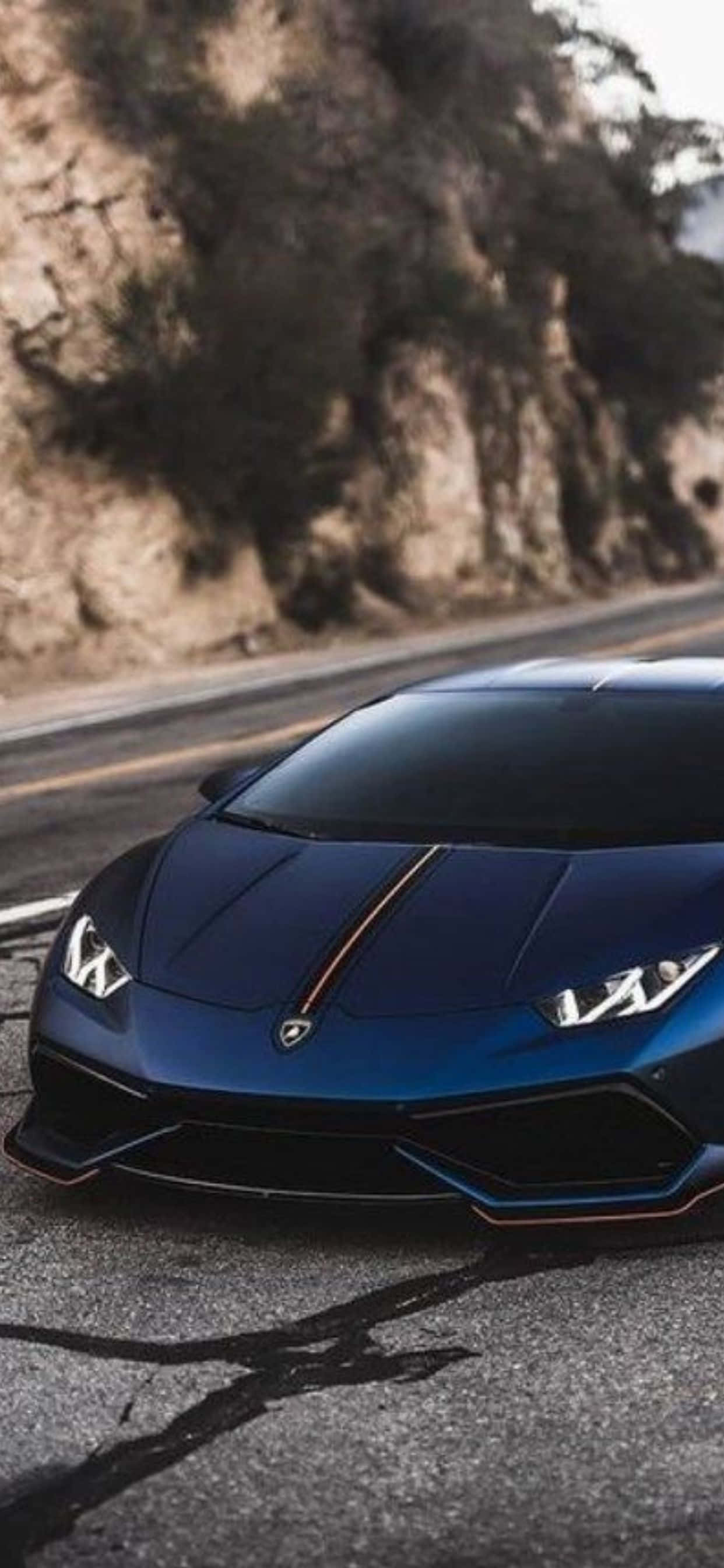 iPhone XS Max Lamborghini Mavi Huracan Arka Planı Duvar Kağıdı