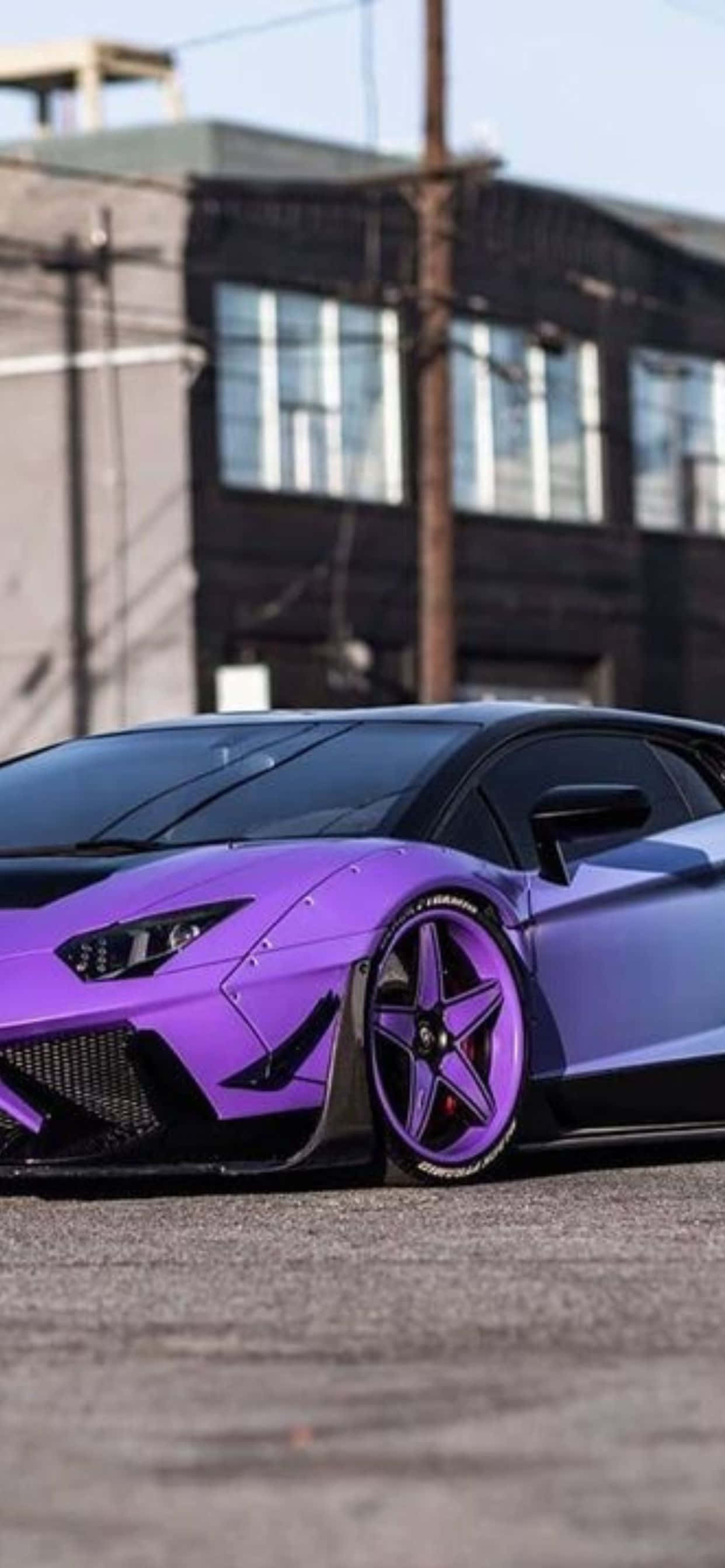iPhone XS Max Lamborghini Mor ve Siyah Arkaplan Duvar Kağıdı