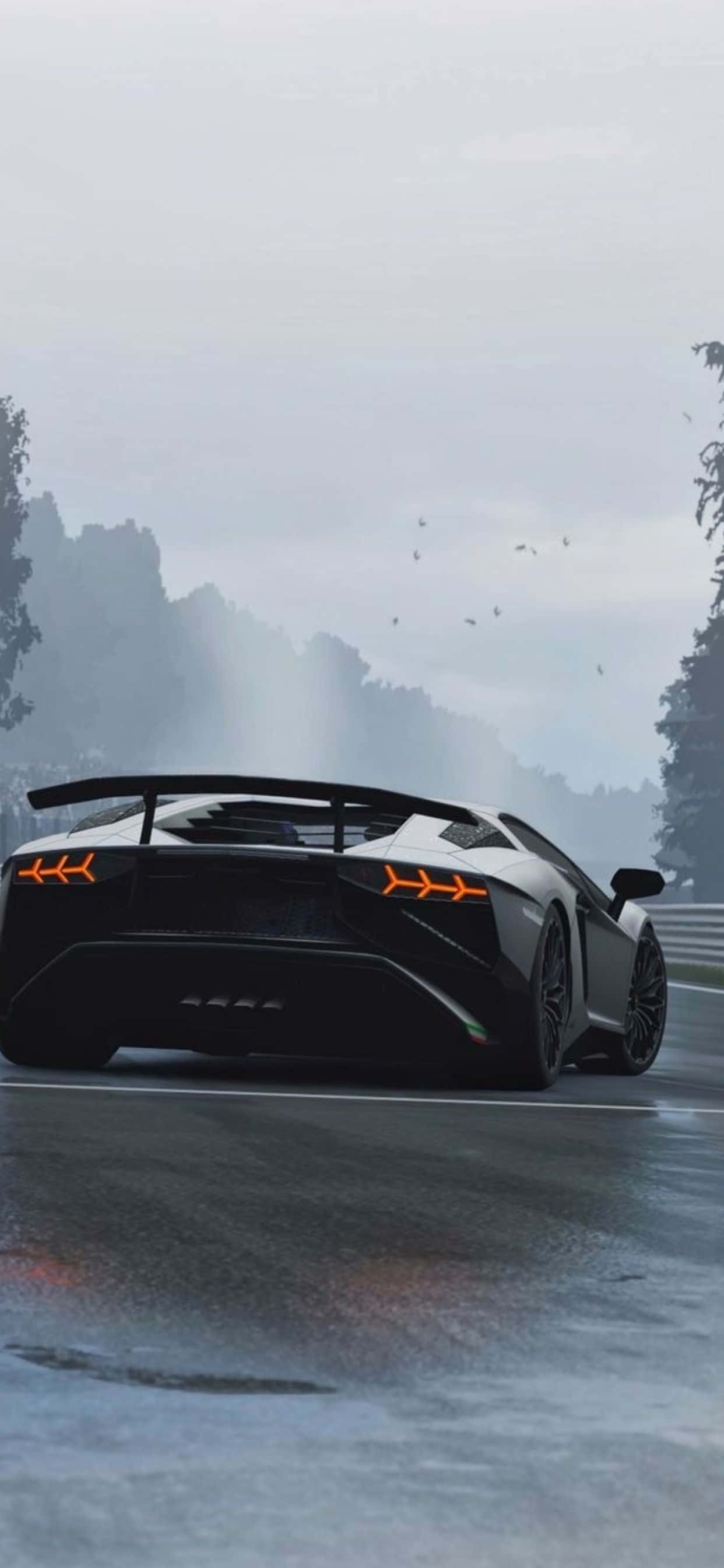 iPhone XS Max Lamborghini Aventador Siyah Arka Plan Duvar Kağıdı