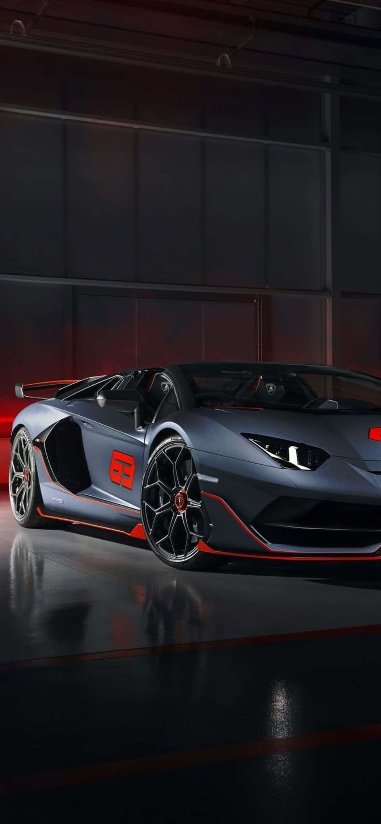 iPhone XS Max Lamborghini Kırmızı ve Gri Arkaplanı Duvar Kağıdı