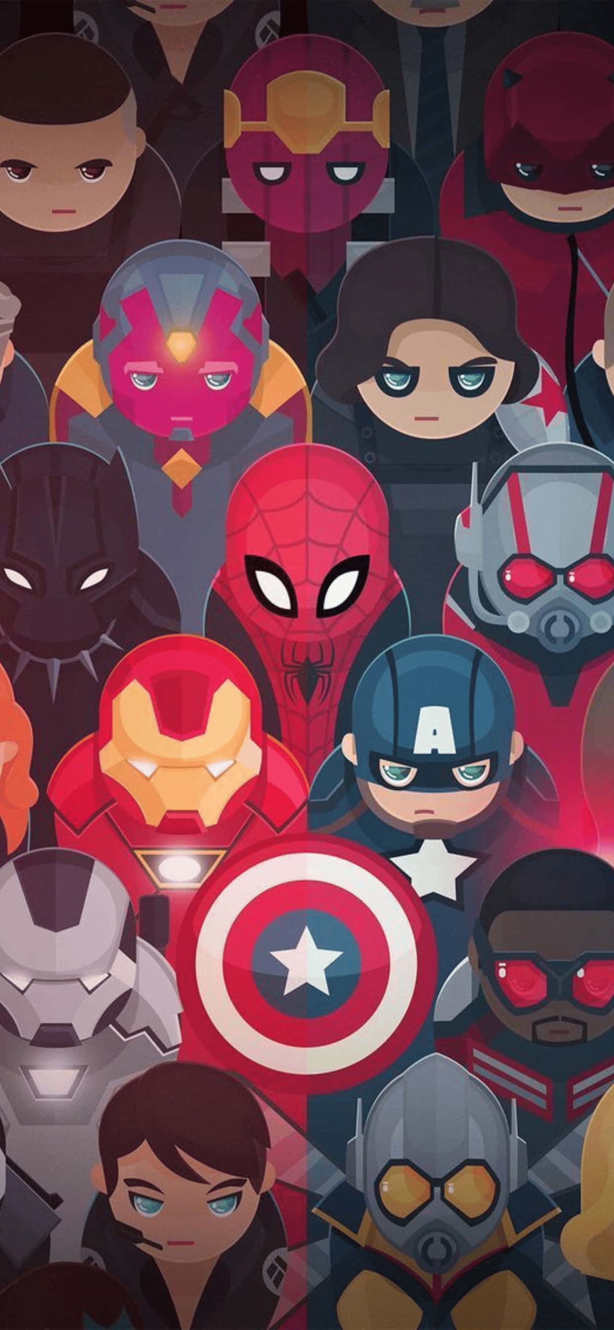 iPhone XS Max Marvel Chibi Süper Kahramanlar Arka Planı Duvar Kağıdı