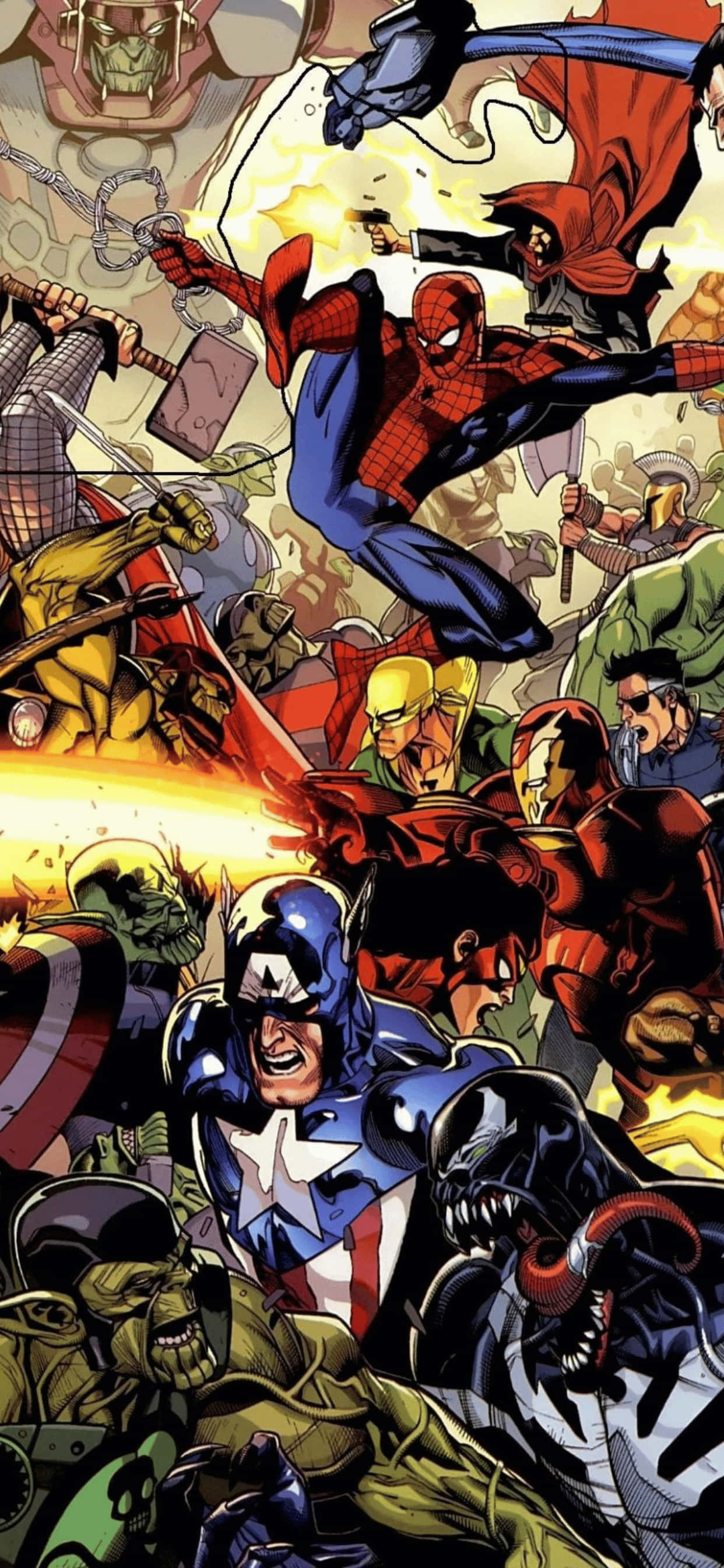 iPhone XS Max Marvel Çizgi Roman Sanatı Tarzı Arka Plan Duvar Kağıdı