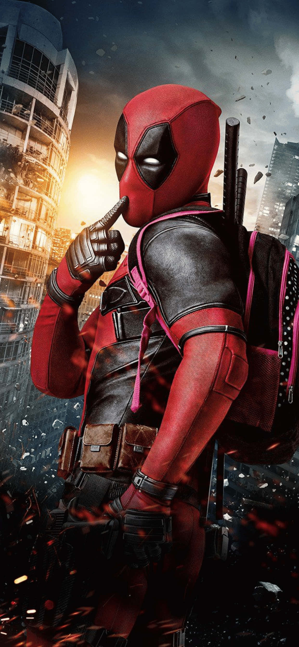 iPhone XS Max Marvel Deadpool Poz Veren Arka Plan Duvar Kağıdı