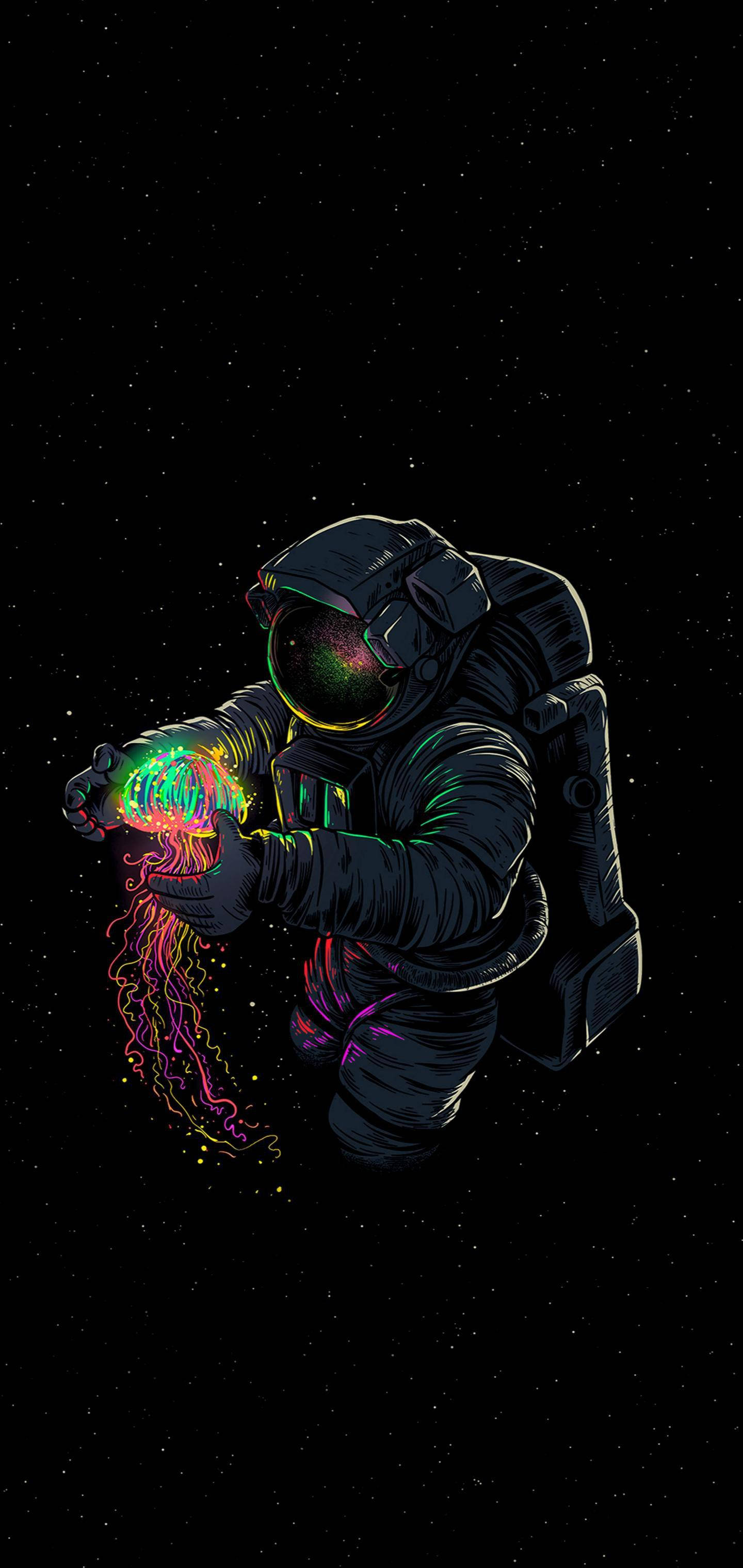 iPhone XS Max OLED Astronot Sanatı Duvar Kağıdı