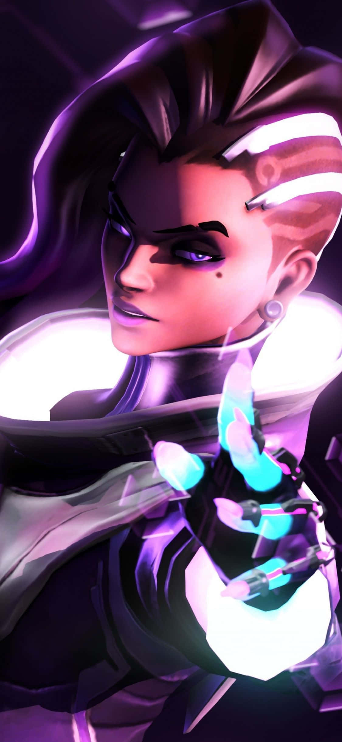 iPhone Xs Max Overwatch Arka Planı Sombra Eliyle İşaret Ediyor Duvar Kağıdı
