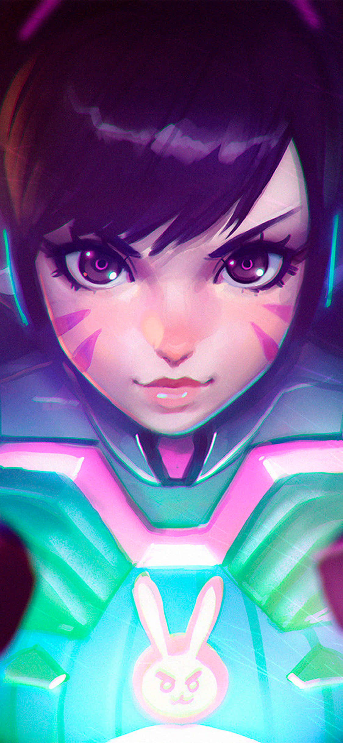 iPhone Xs Max Overwatch Arkaplan D.Va Parlak Tavşan Logosu Duvar Kağıdı