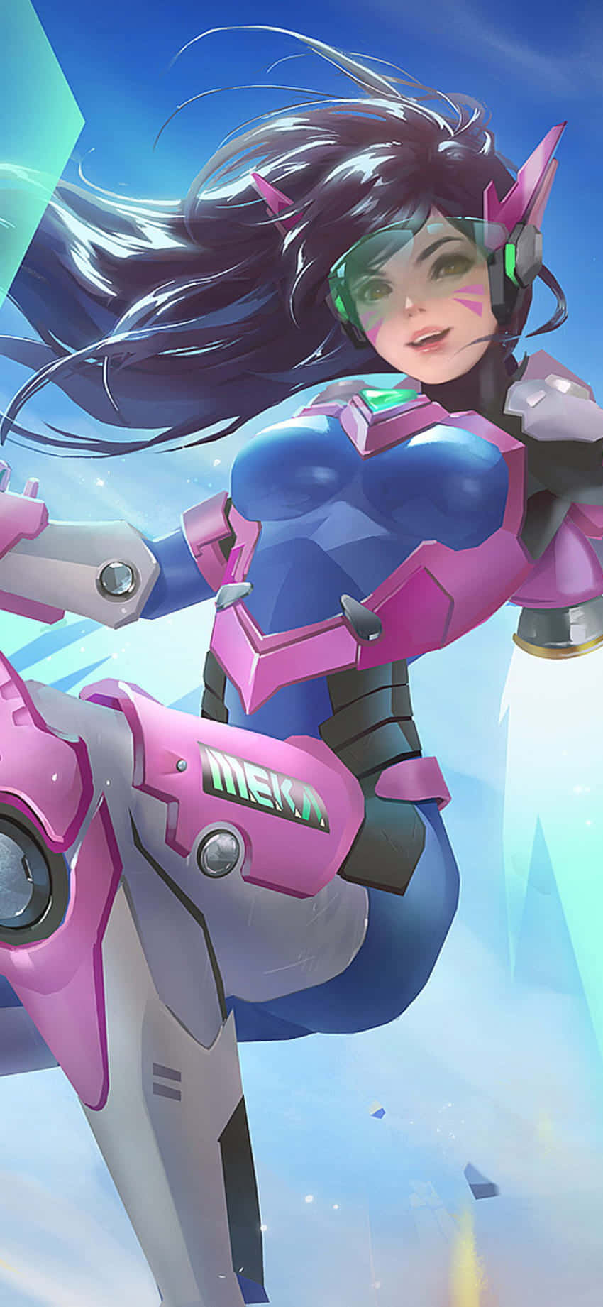 iPhone Xs Max Overwatch Arkaplanı Havada Süzülen D.Va Duvar Kağıdı