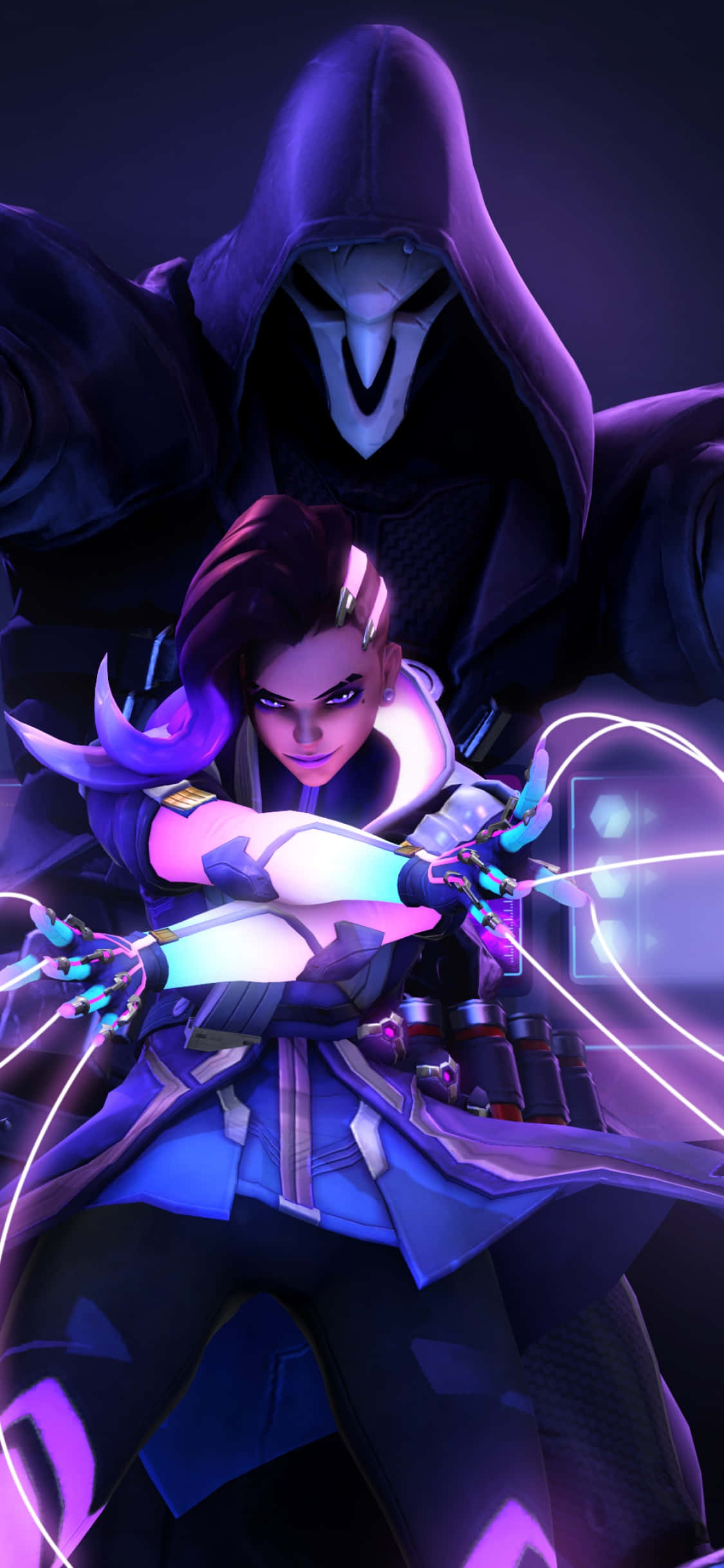 iPhone Xs Max Overwatch Arkaplan Reaper ve Sombra Duvar Kağıdı