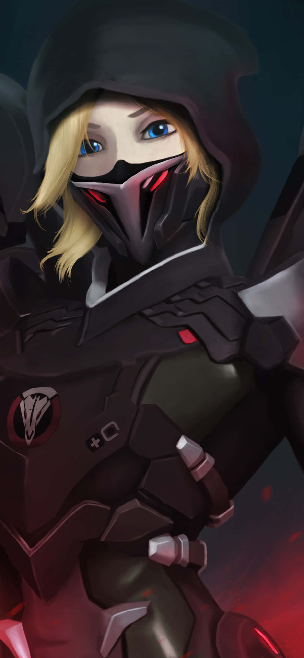 iPhone Xs Max Overwatch Duvar Kağıdı Mercy Siyah Kapüşonlu Duvar Kağıdı
