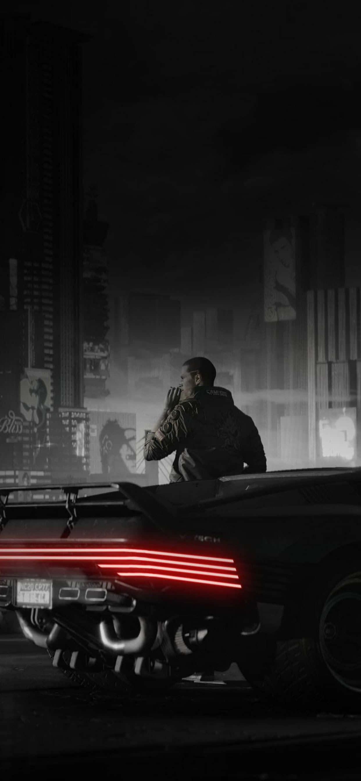 iPhone XS Max Siberpunk 2077 Karanlık Arka Plan Duvar Kağıdı