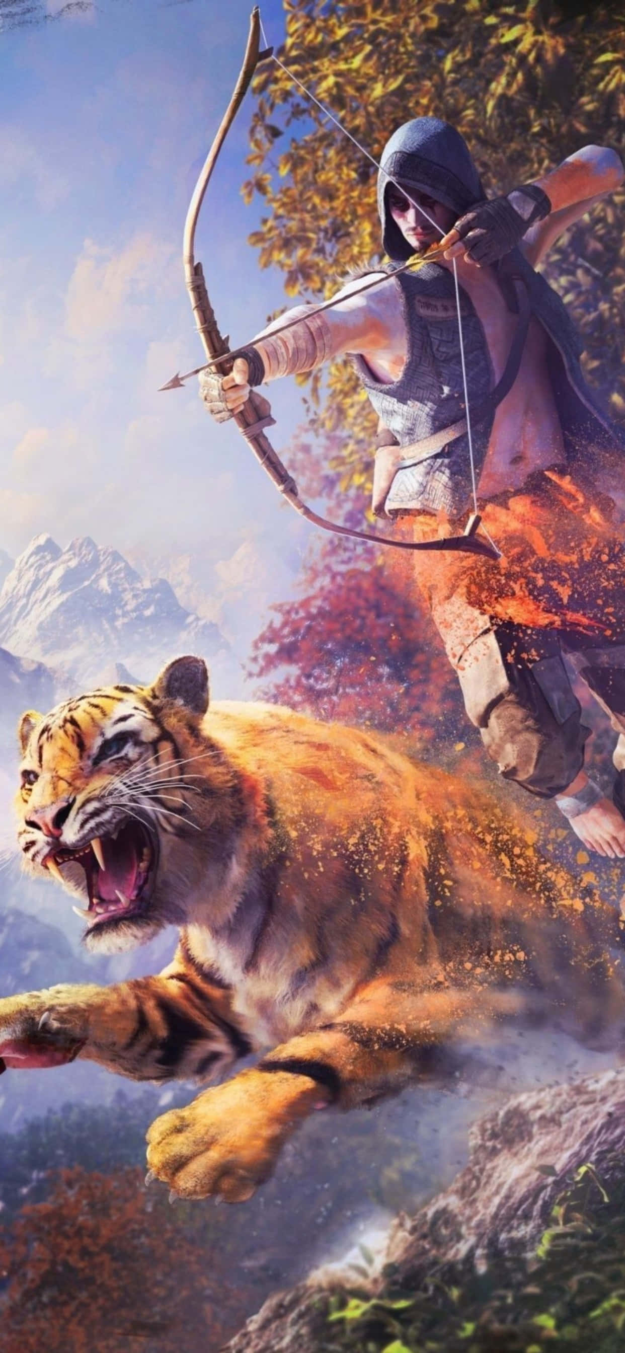 iPhone Xs Max'te Far Cry 4'ü keşfederken ve oynarken güzel manzaralara ve büyüleyici görüntülere tanık olun. Duvar Kağıdı