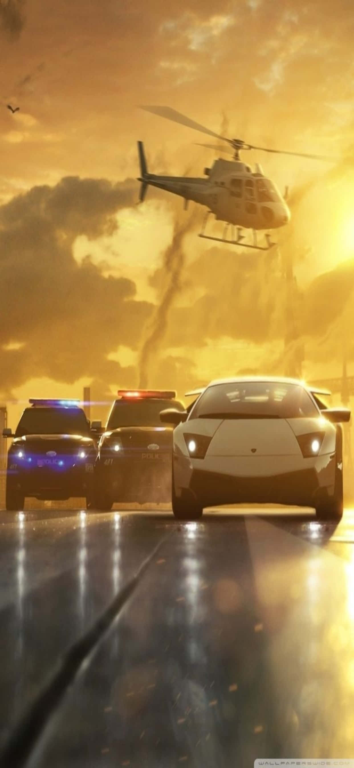 iPhone XS Max'te sergilenen dramatik Need for Speed Heat oyun arka planı Duvar Kağıdı