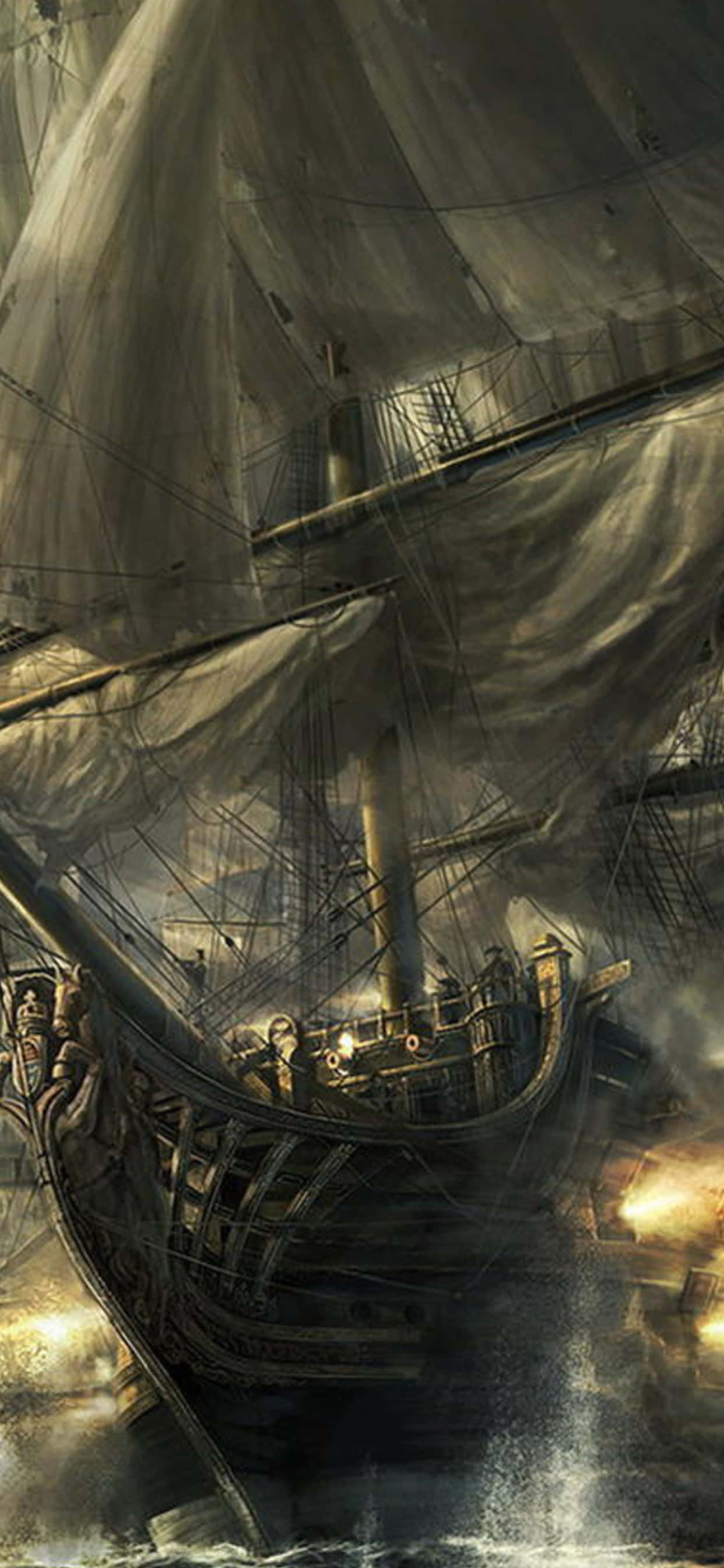iPhone XS Max Total War Attila Fantezi Savaş Gemisi Arkaplanı Duvar Kağıdı
