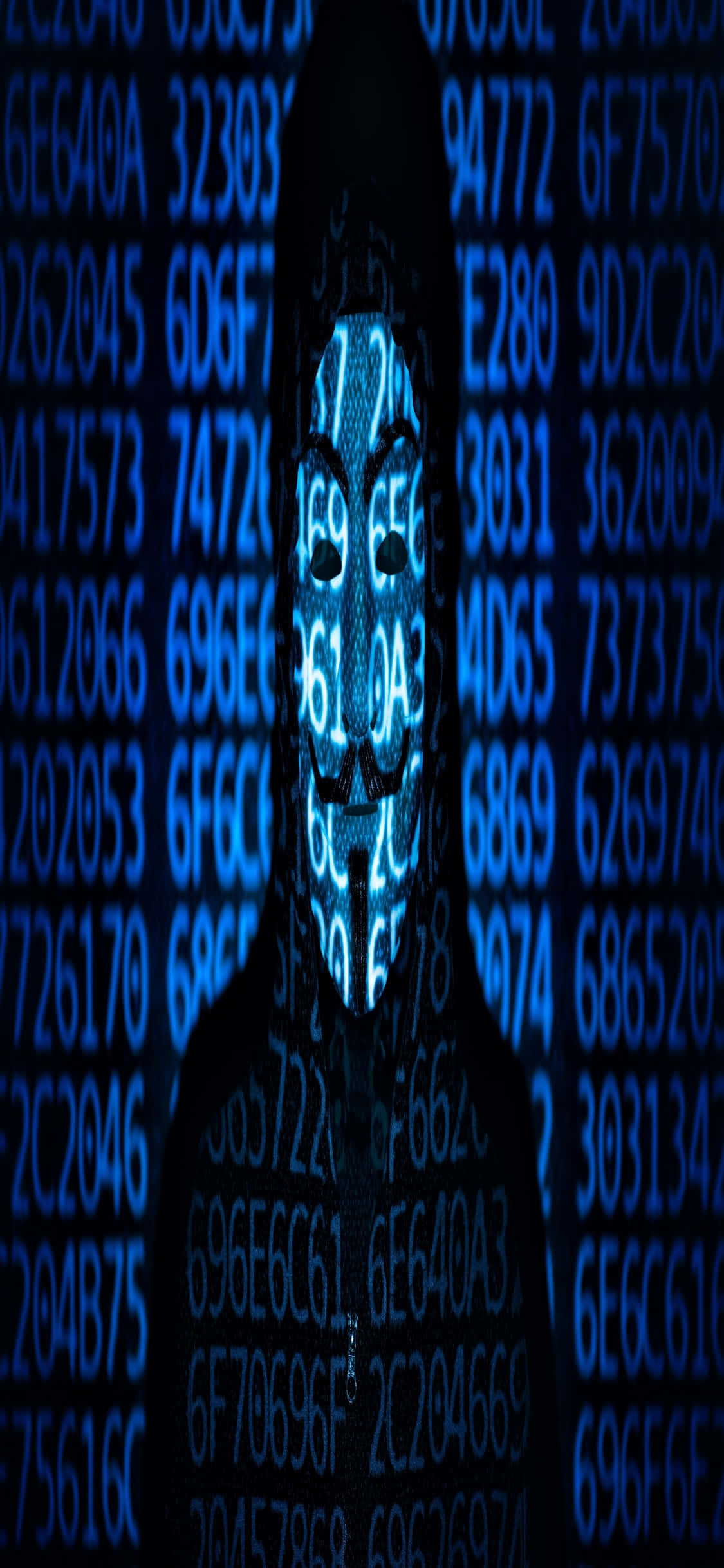 iPhone Xs Programlama Arka Planı Hacker Maskesi Duvar Kağıdı