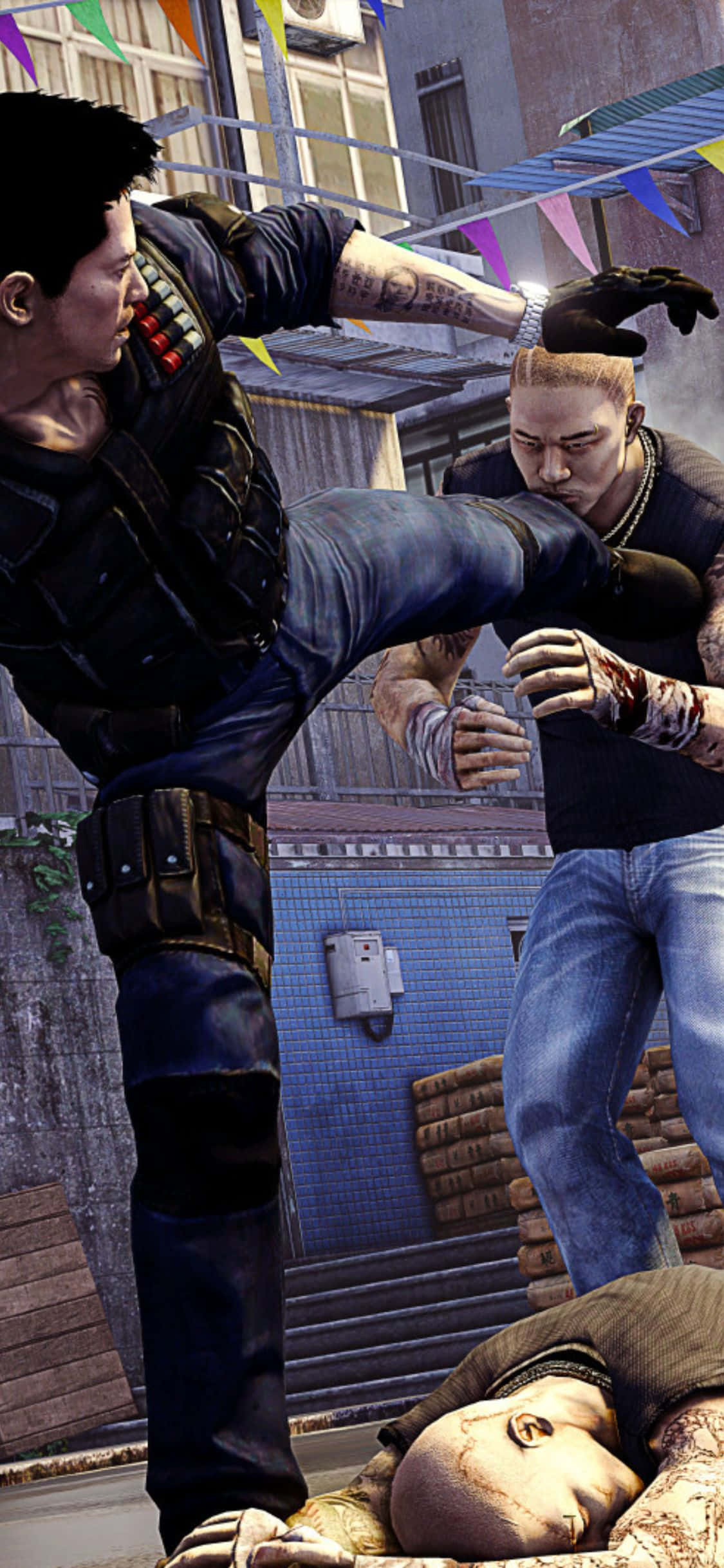 iPhone Xs Sleeping Dogs Düşmanı Tekmeleyen Arkaplan Duvar Kağıdı