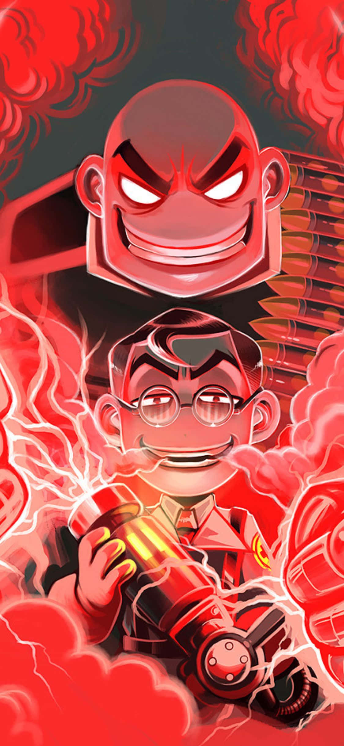 iPhone XS Team Fortress 2 Animasyonlu Heavy ve Medic Arkaplan Duvar Kağıdı