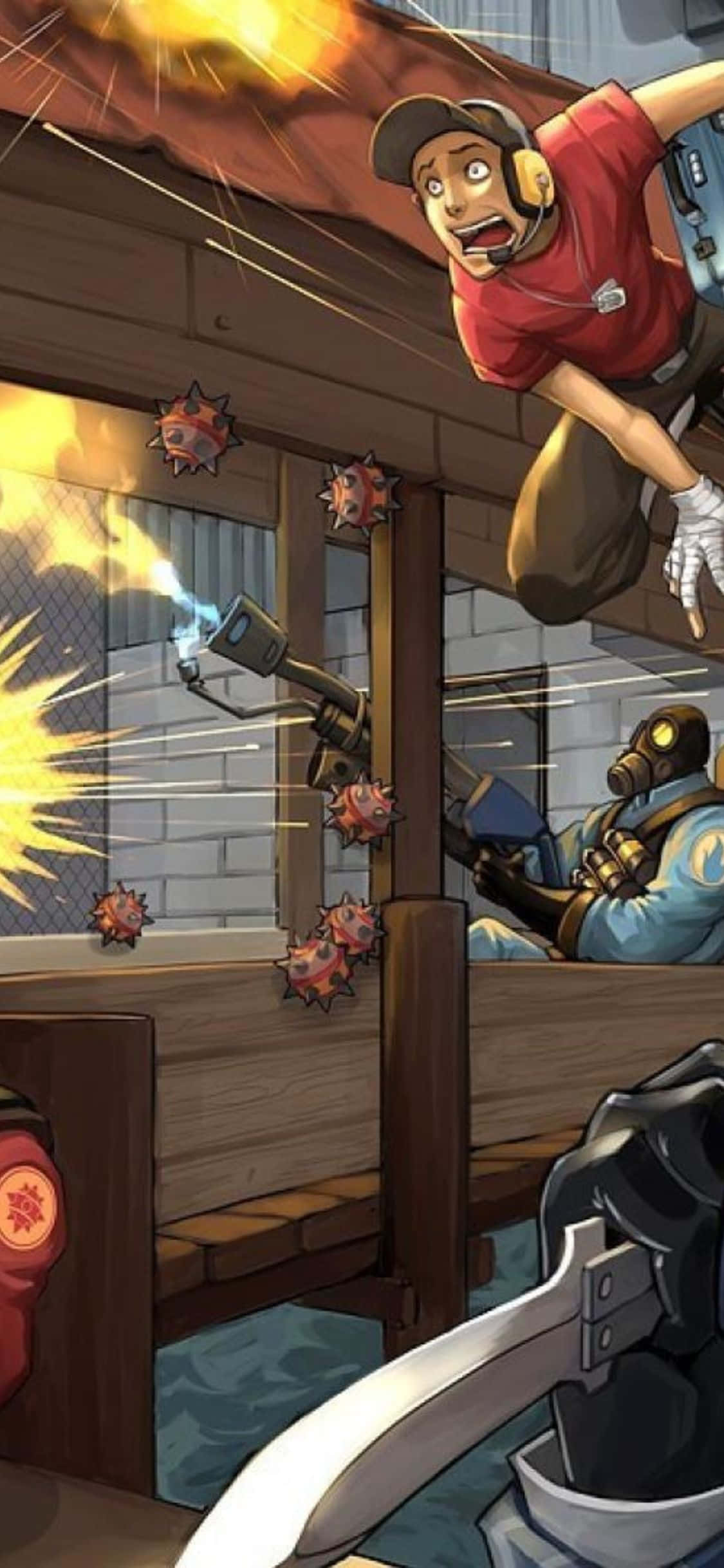 iPhone XS Team Fortress 2 Çizgi Roman Tarzı Arka Plan Duvar Kağıdı