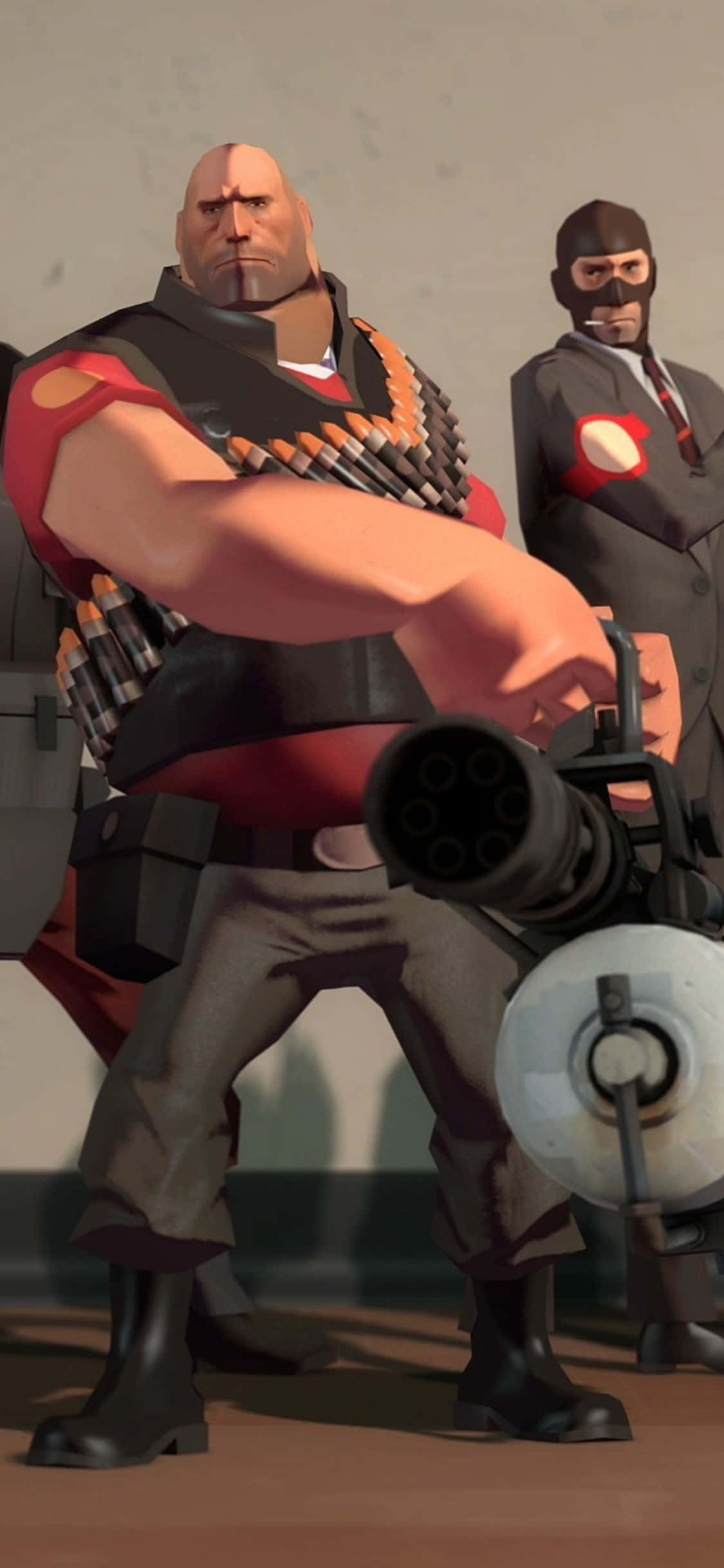 iPhone XS Team Fortress 2 Heavy ve Casus Arkaplanı Duvar Kağıdı