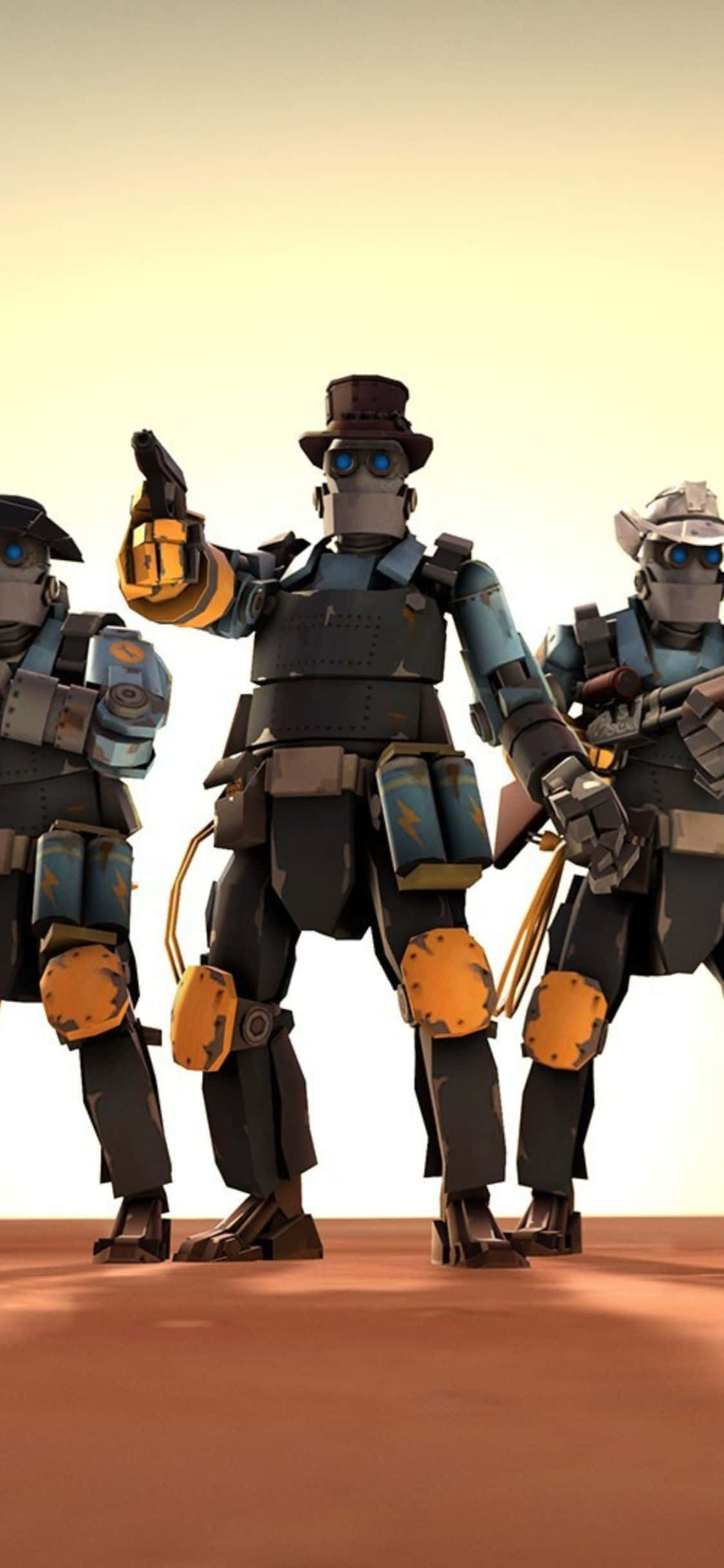 iPhone XS Team Fortress 2 Kovboy Robotlar Arka Planı Duvar Kağıdı