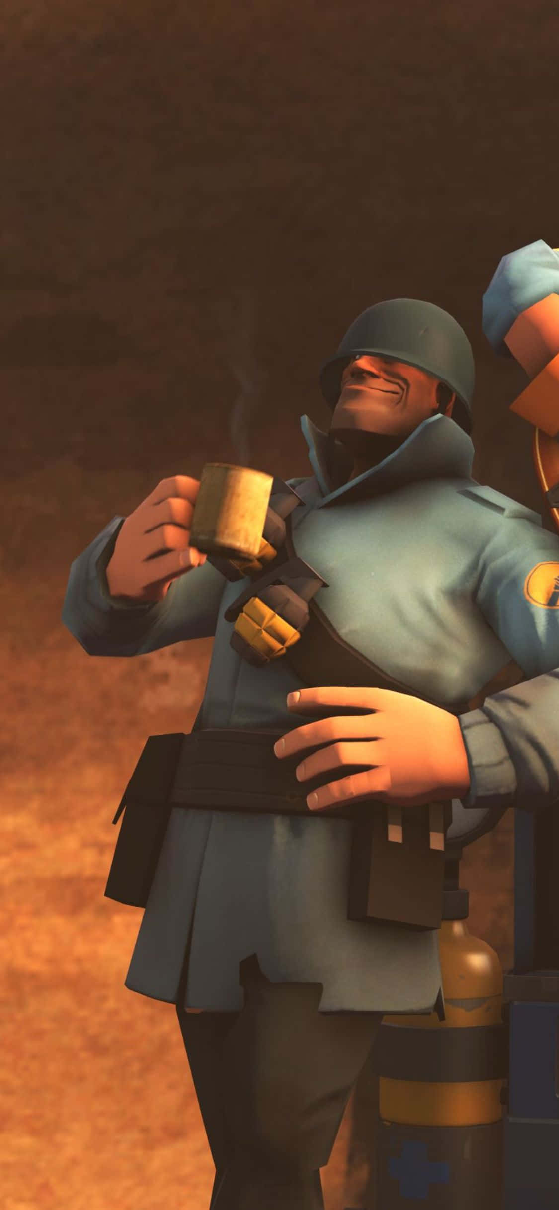 iPhone XS Team Fortress 2 Mavi Asker Arkaplan Duvar Kağıdı