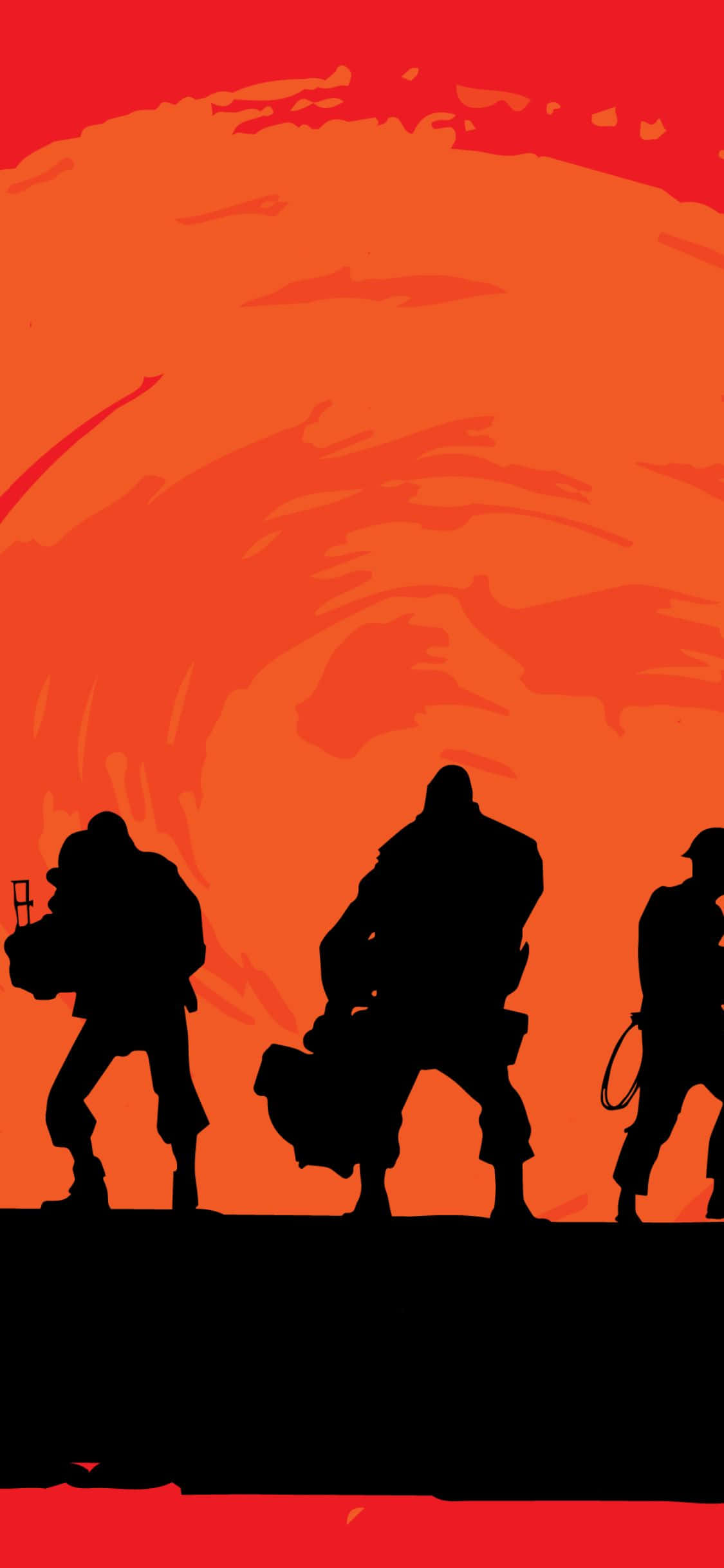iPhone XS Team Fortress 2 Silüet İllüstrasyon Arka Planı Duvar Kağıdı