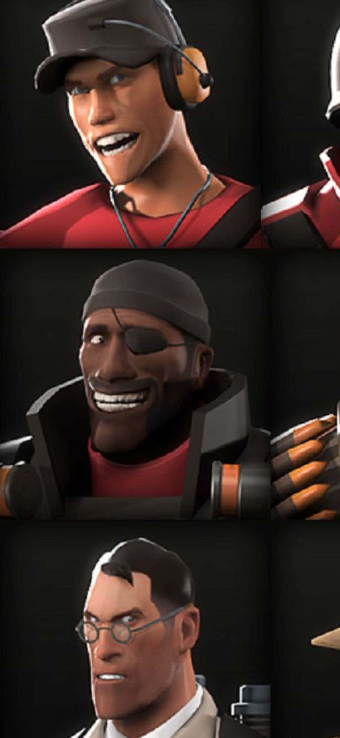 iPhone Xs TF2 Arkaplan Scout, Demoman ve Medic Duvar Kağıdı