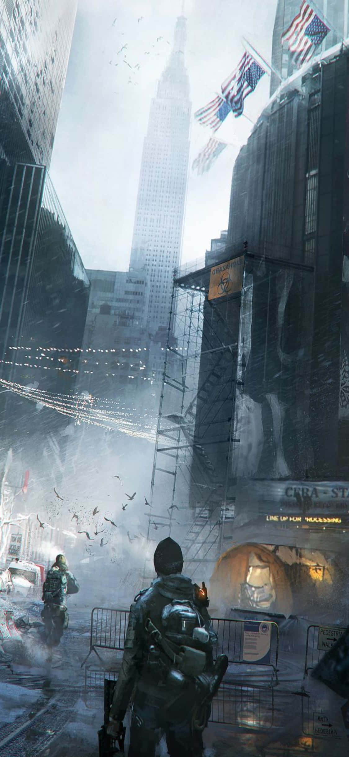 iPhone Xs The Division Arka Plan Dumanın İçinde İlerleyen Ekip Duvar Kağıdı