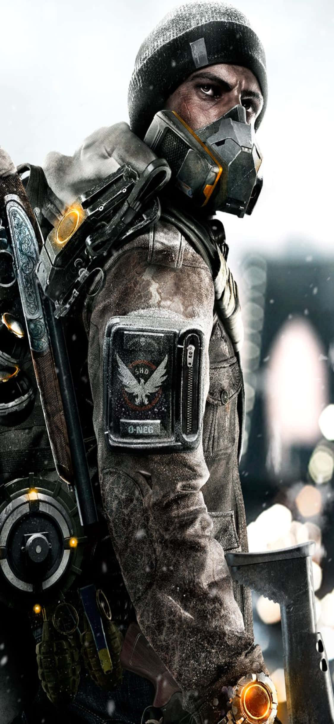iPhone Xs The Division Arka Plan Karda Gaz Maskeli Adam Duvar Kağıdı