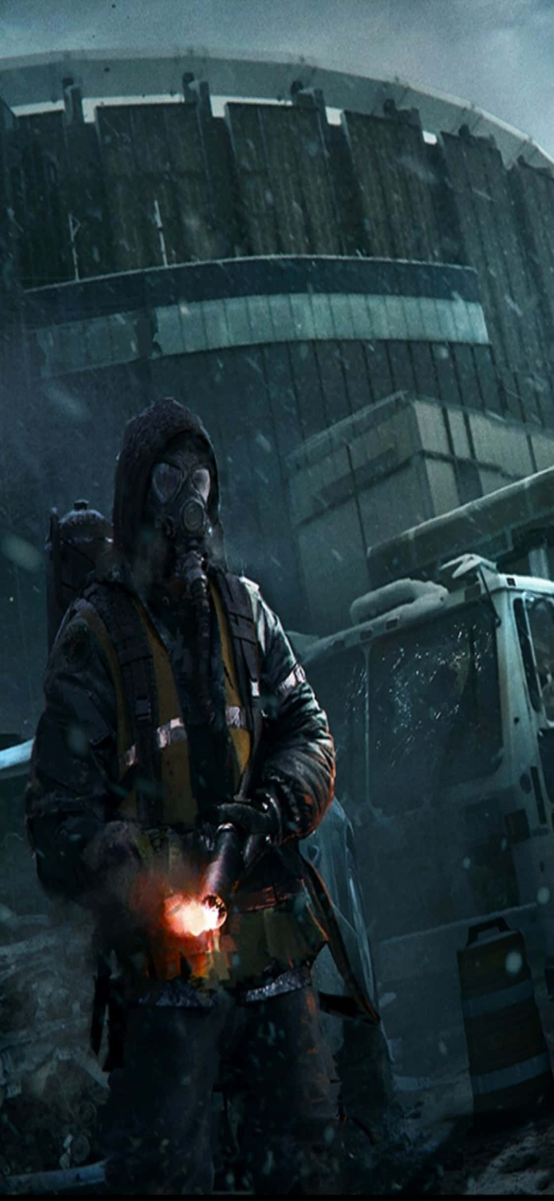 iPhone Xs The Division Oyun Arka Planı: Karda Bir Adam Duvar Kağıdı