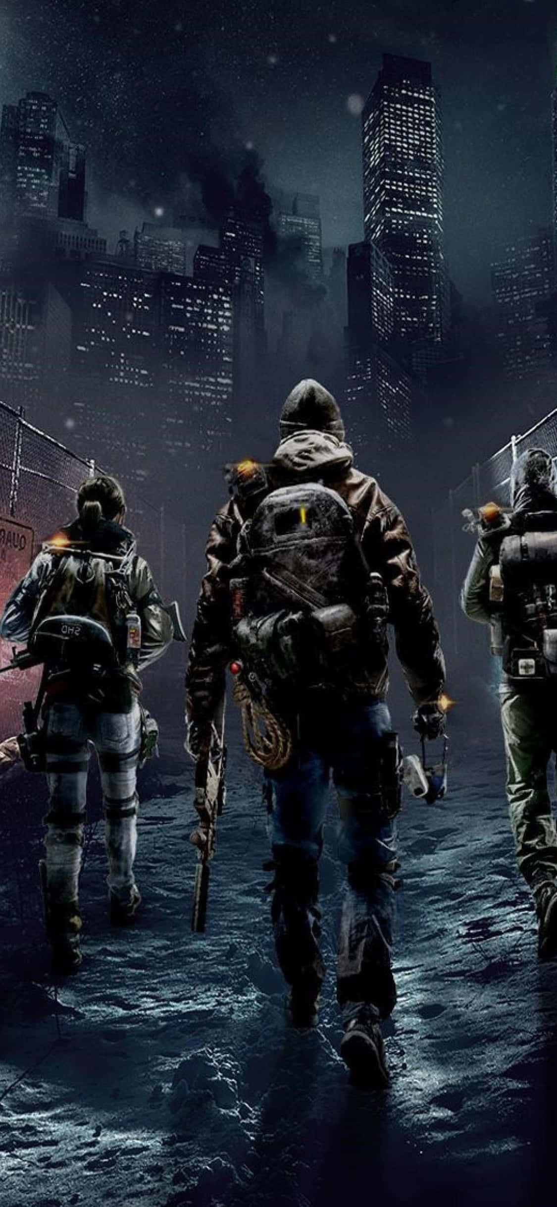 iPhone Xs The Division Oyun Arka Planı: Şehre Giden Ekip Duvar Kağıdı