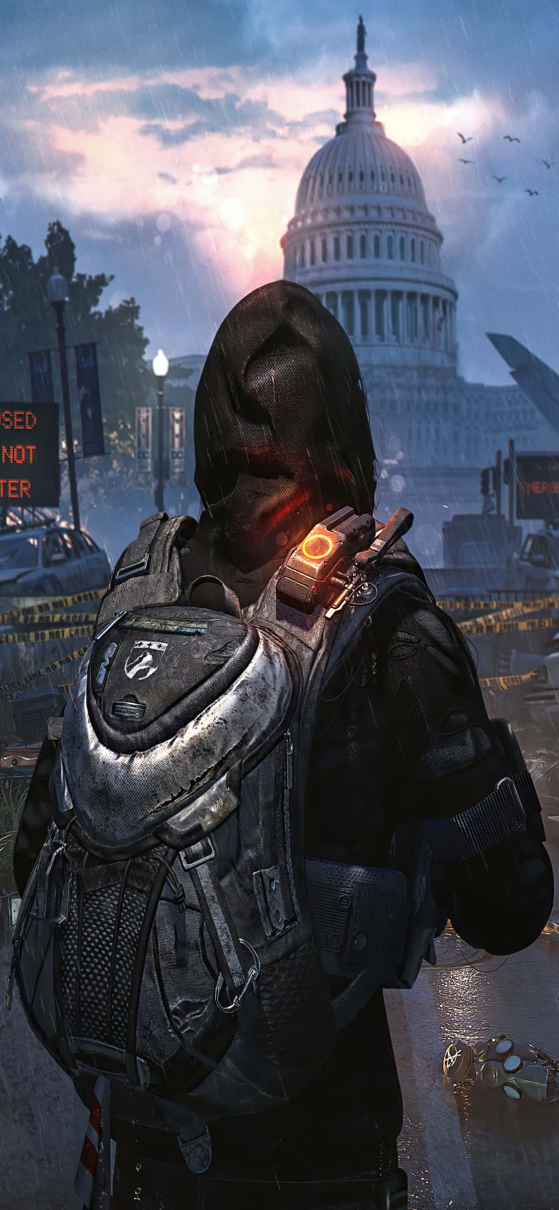 iPhone Xs The Division Oyun Arka Planı: Washington'da Kapüşonlu Adam Duvar Kağıdı