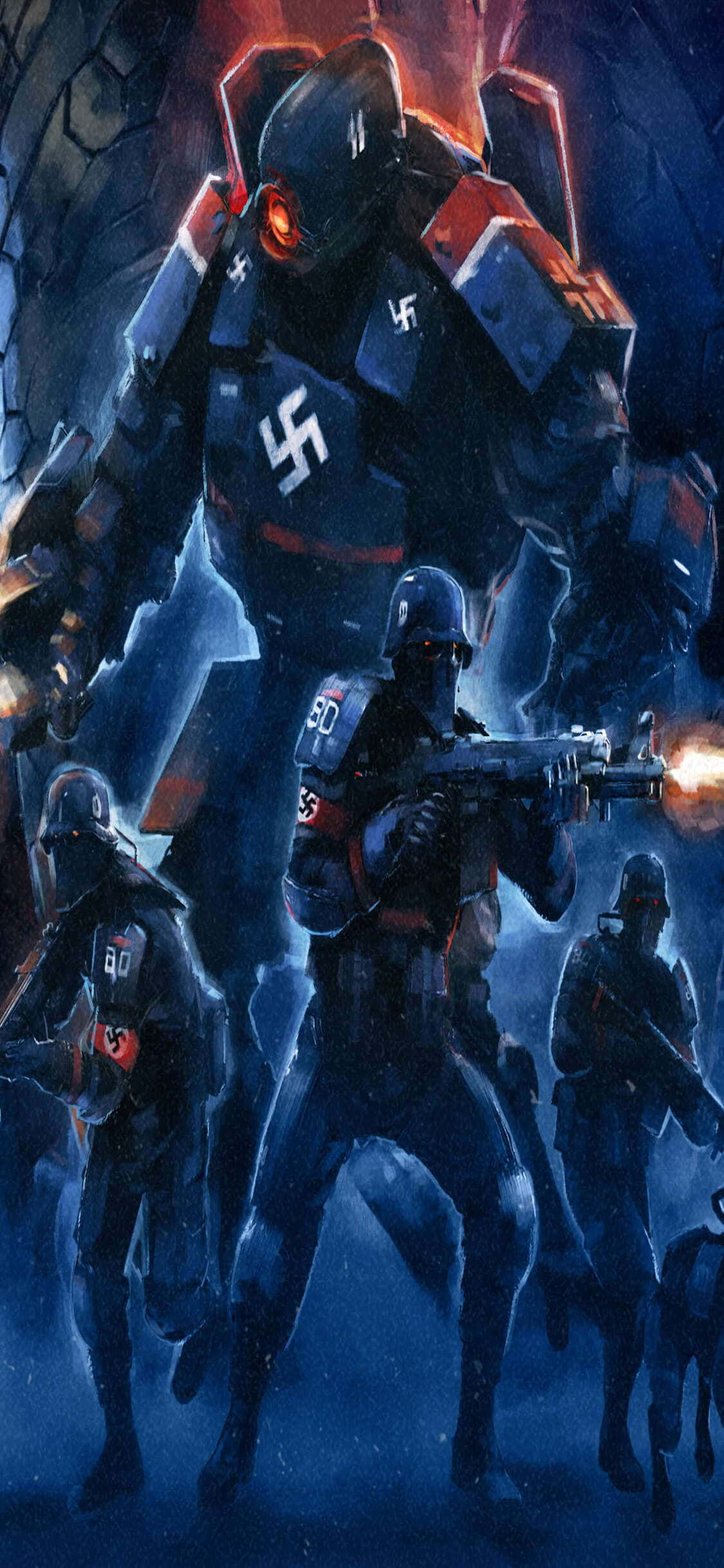 iPhone Xs Wolfenstein II Nazi Askerleri Arkaplan Duvar Kağıdı